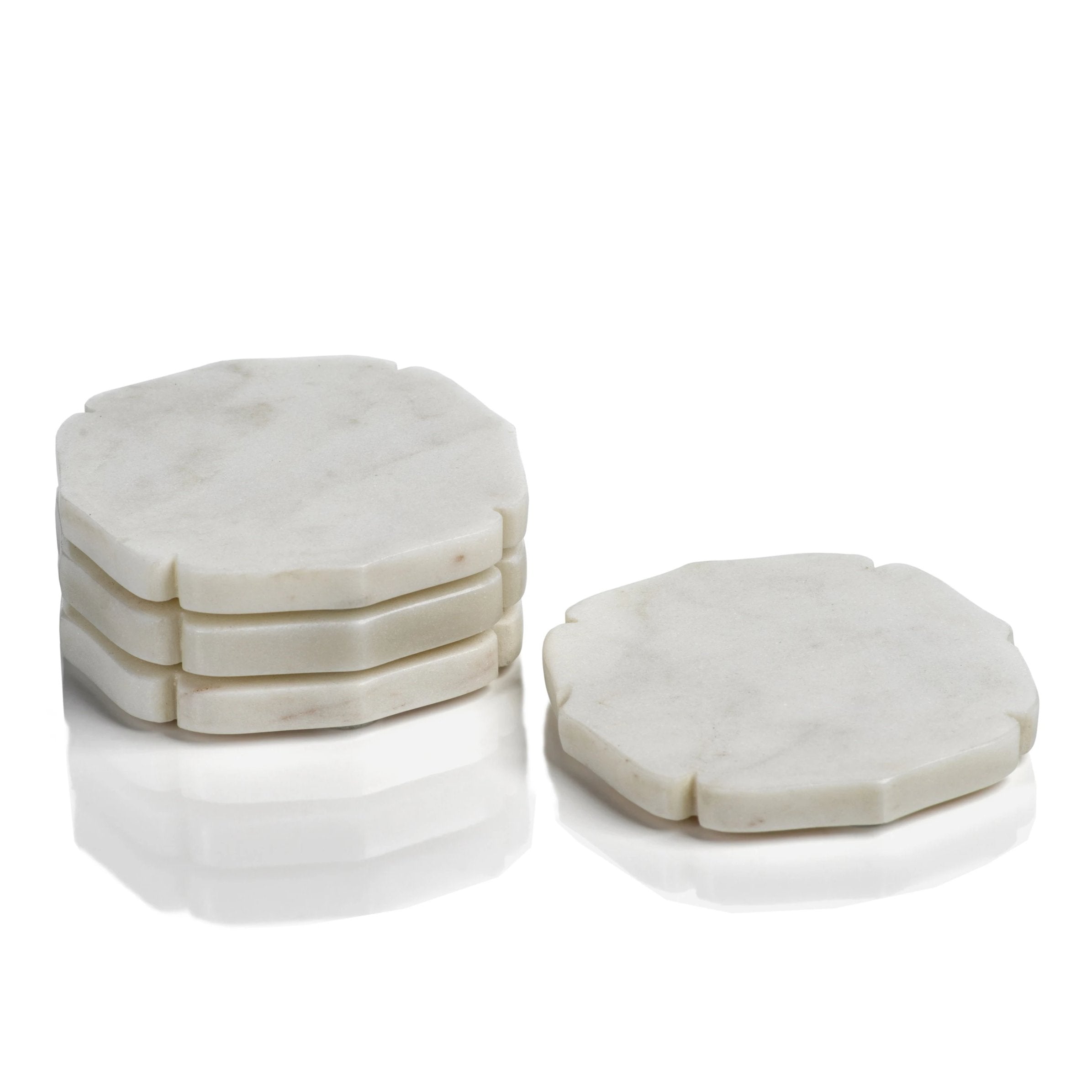 Set of 4 White Marble Coasters - CARLYLE AVENUE