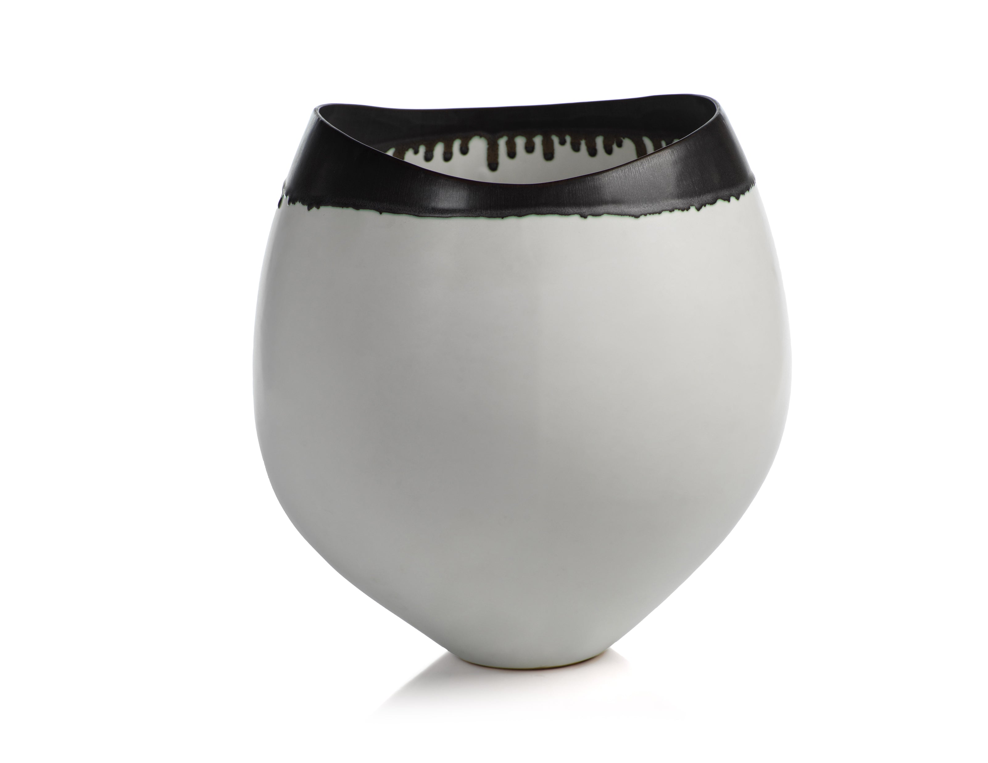 Trento White Eclipse Vase w/Black Volcanic Rim - CARLYLE AVENUE