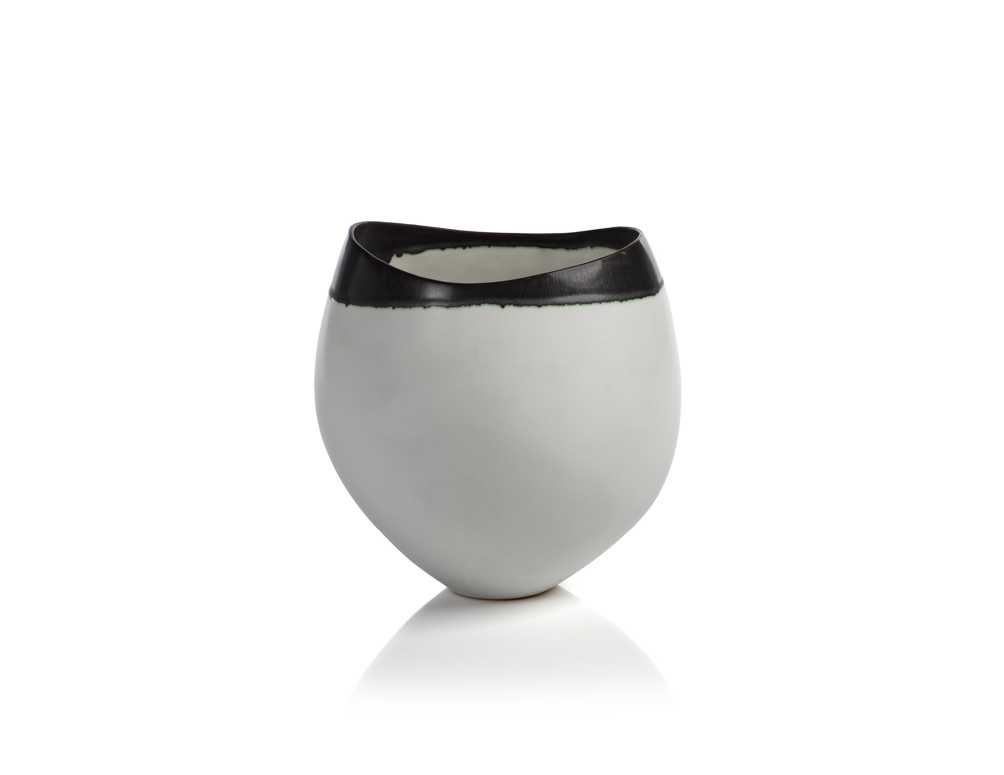 Trento White Eclipse Vase w/Black Volcanic Rim - CARLYLE AVENUE