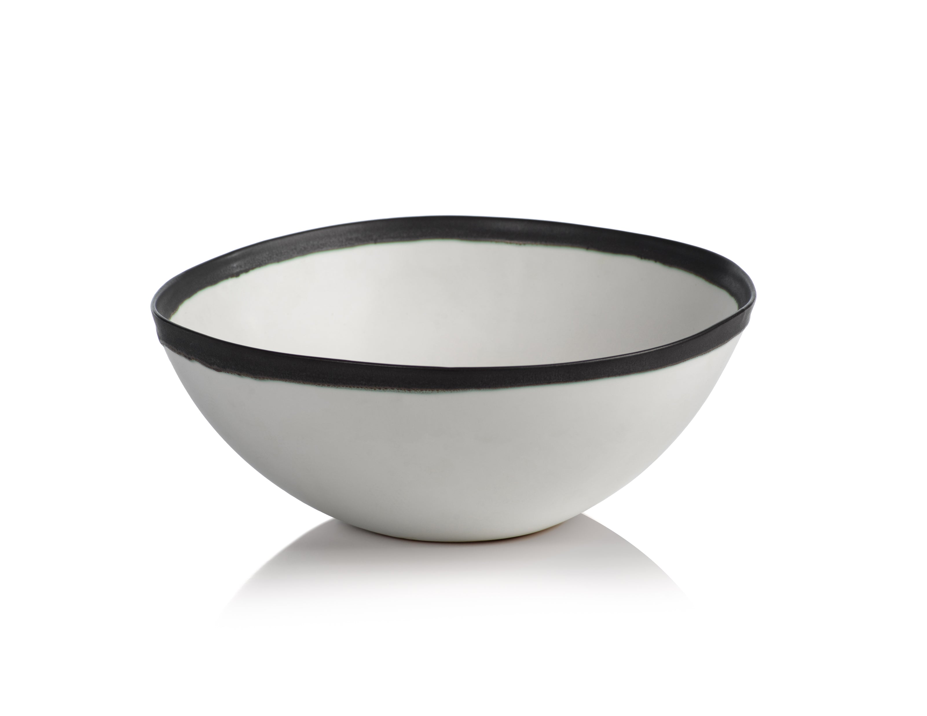 Trento White Ceramic Bowl w/ Black Volcanic Rim - CARLYLE AVENUE