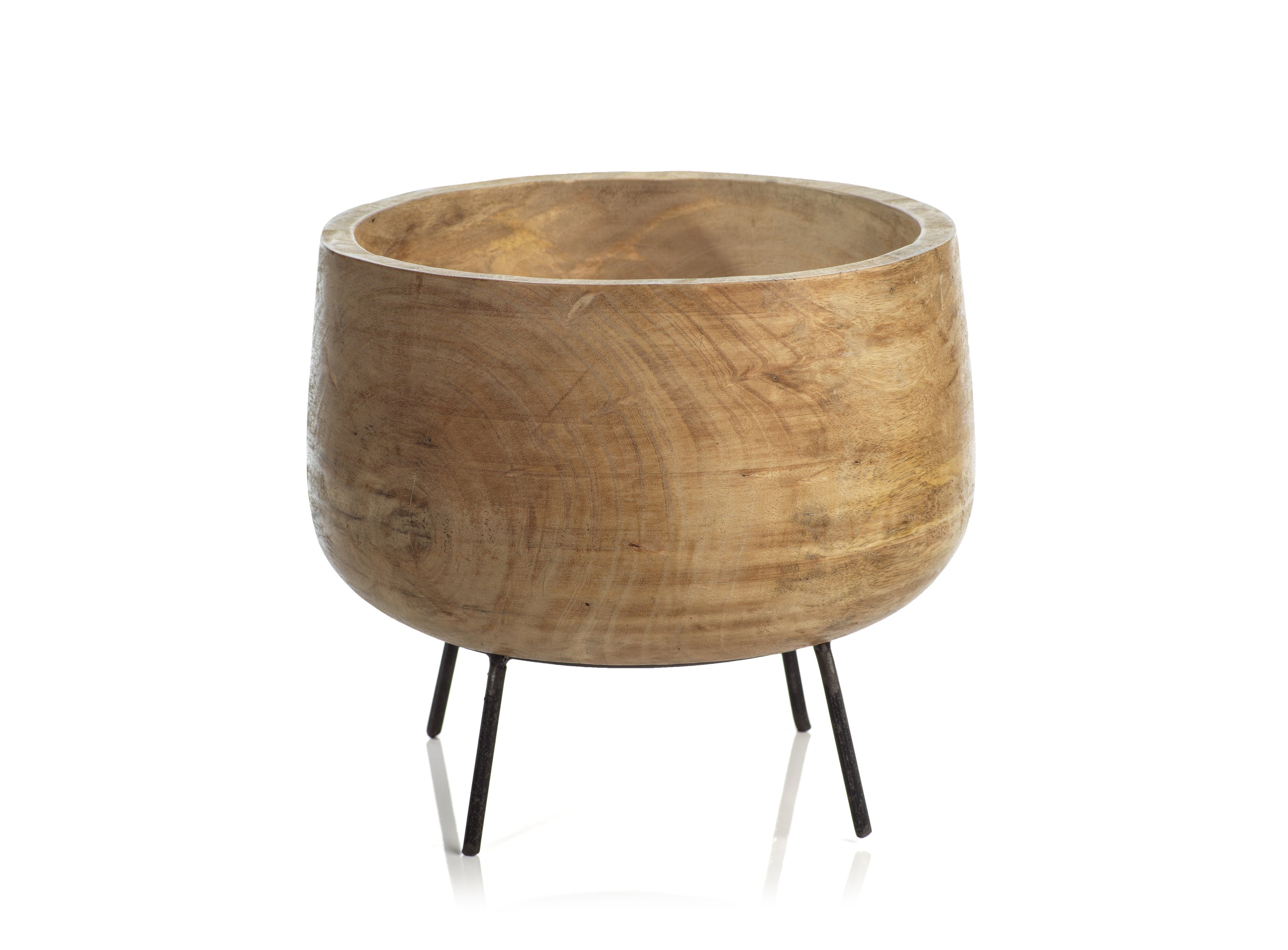 Mango Wood Bowl on Metal Stand - CARLYLE AVENUE
