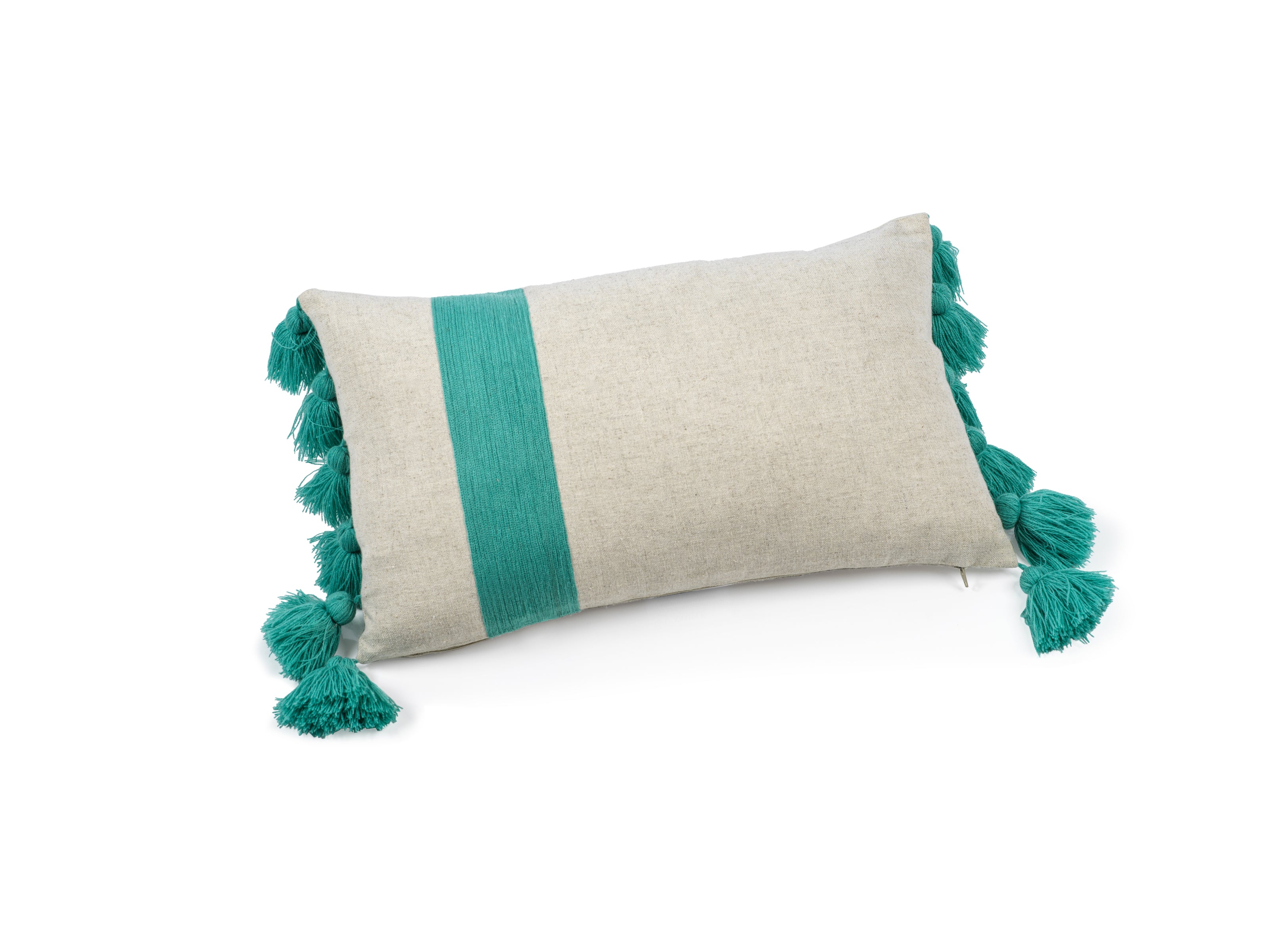 Polignano Embroidered Throw Pillow w/Tassels - Turquoise - CARLYLE AVENUE