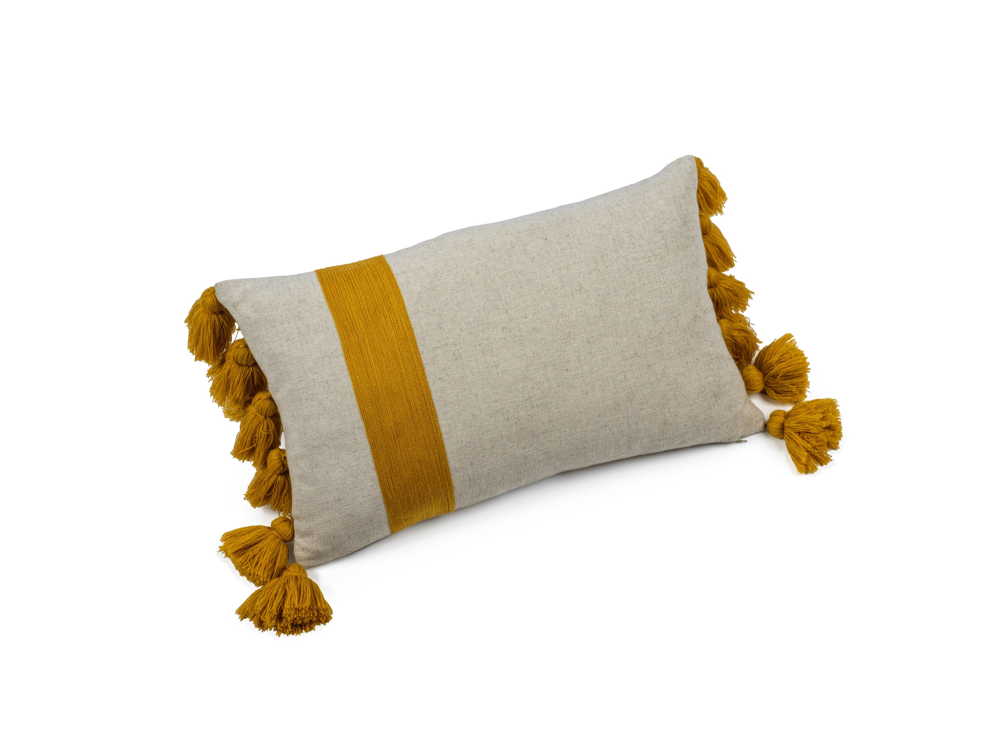 Polignano Embroidered Throw Pillow w/Tassels - Yellow - CARLYLE AVENUE