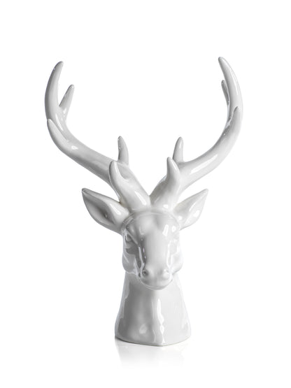 Ceramic Stagg Head - White - Christmas Decor by Carlyle Avenue
