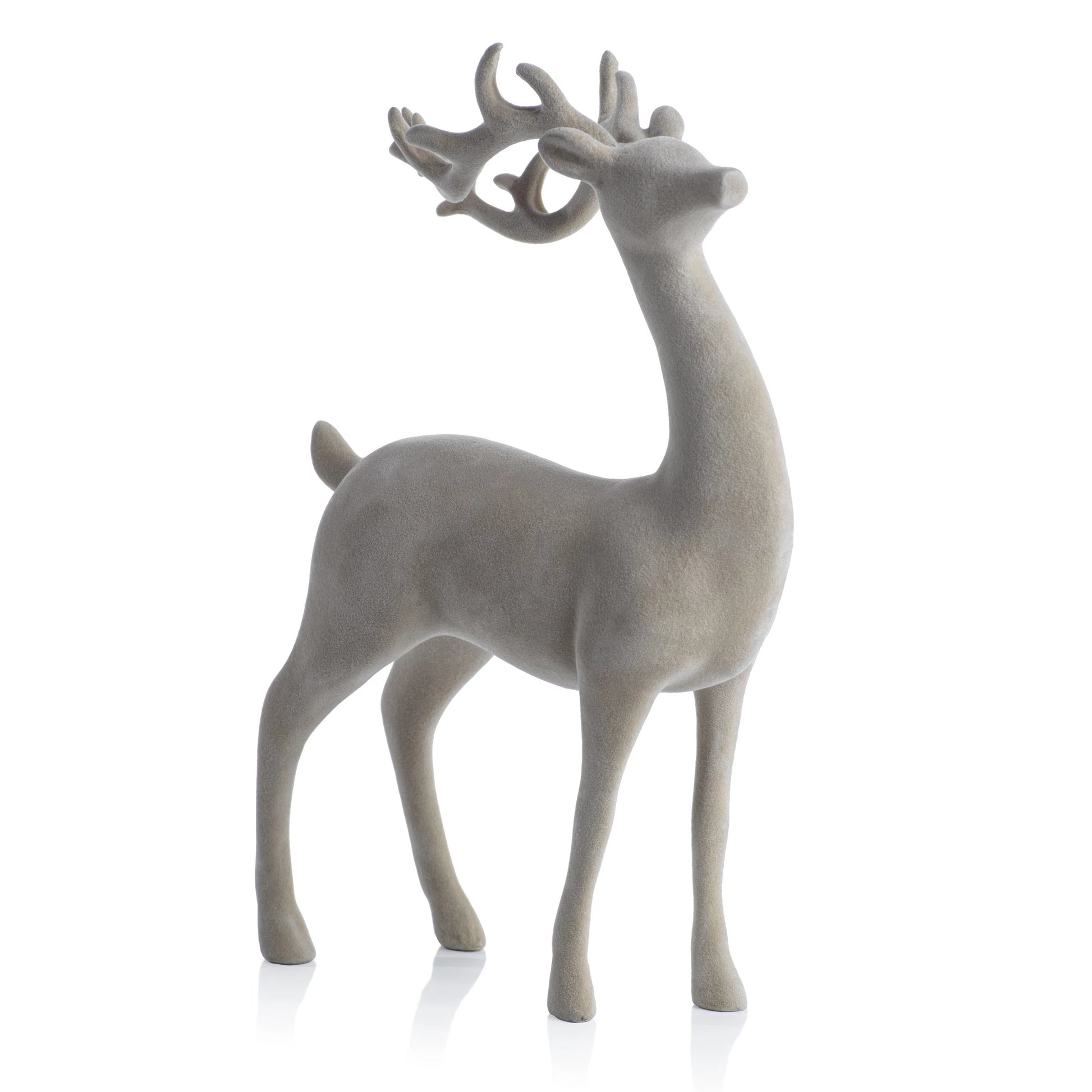 Flocked Sitting Deer - Natural - CARLYLE AVENUE