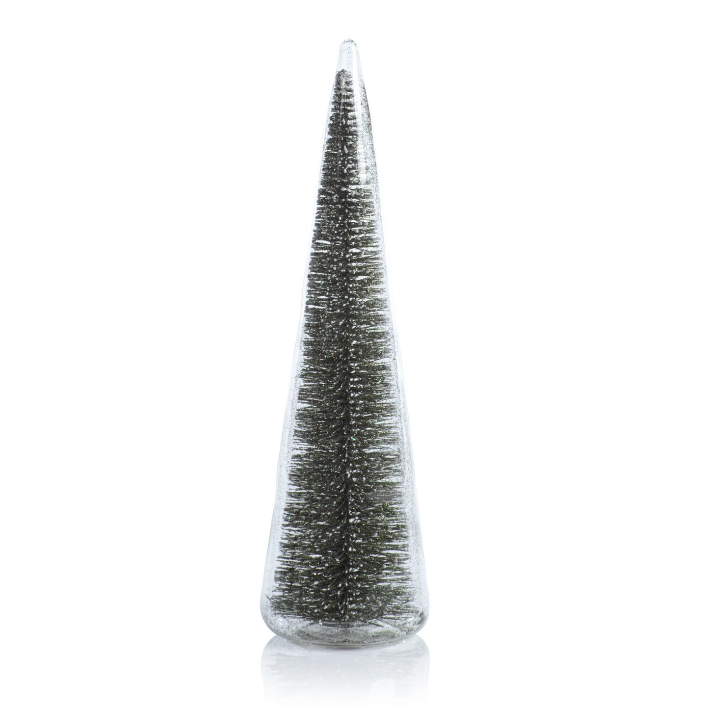 Clear Glass Decorative Tree w/Green Glitter - CARLYLE AVENUE