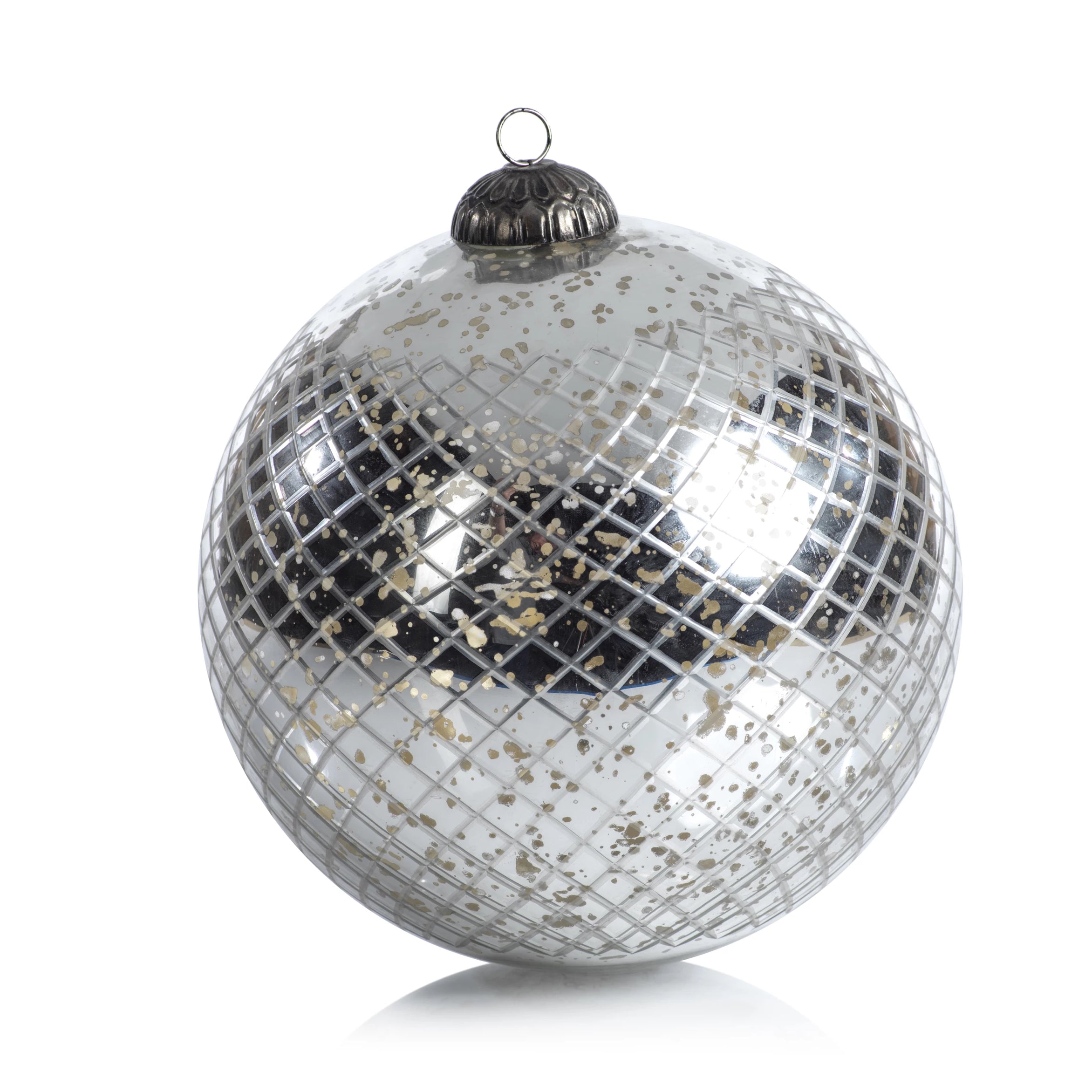 Diamond Cut Ball Ornament - Antique Silver - CARLYLE AVENUE