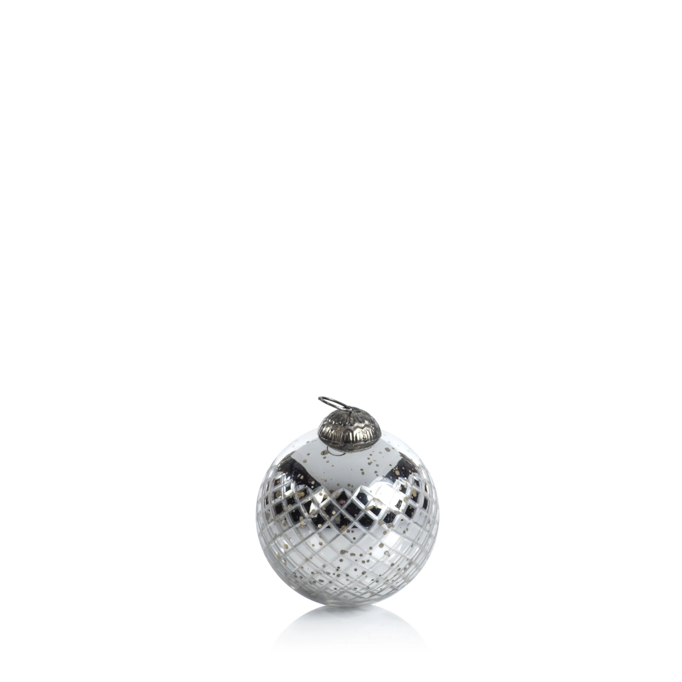 Diamond Cut Ball Ornament - Antique Silver - CARLYLE AVENUE