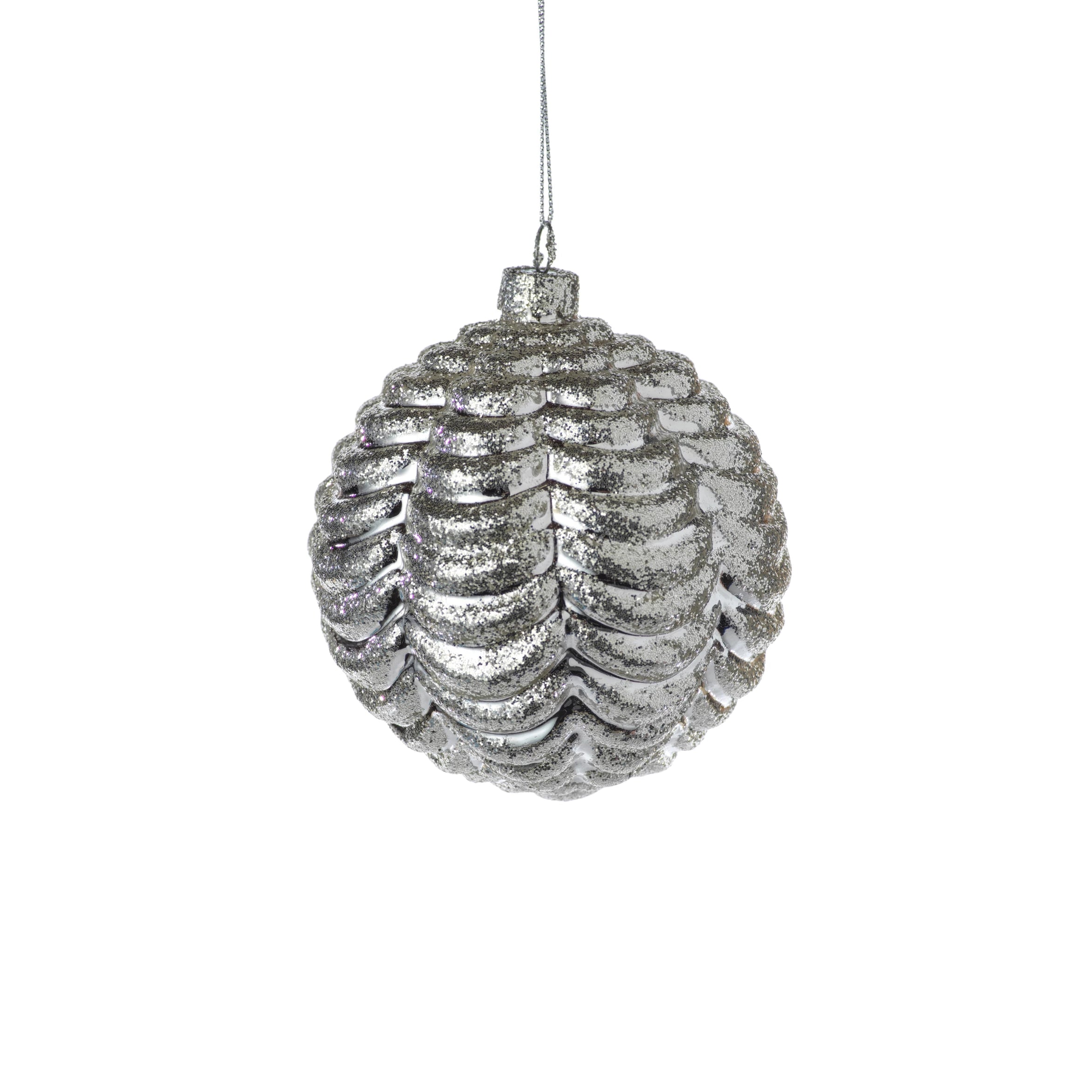 Silver Ripple Ball Ornament