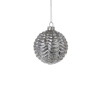 Silver Ripple Ball Ornament - Ornaments by Carlyle Avenue
