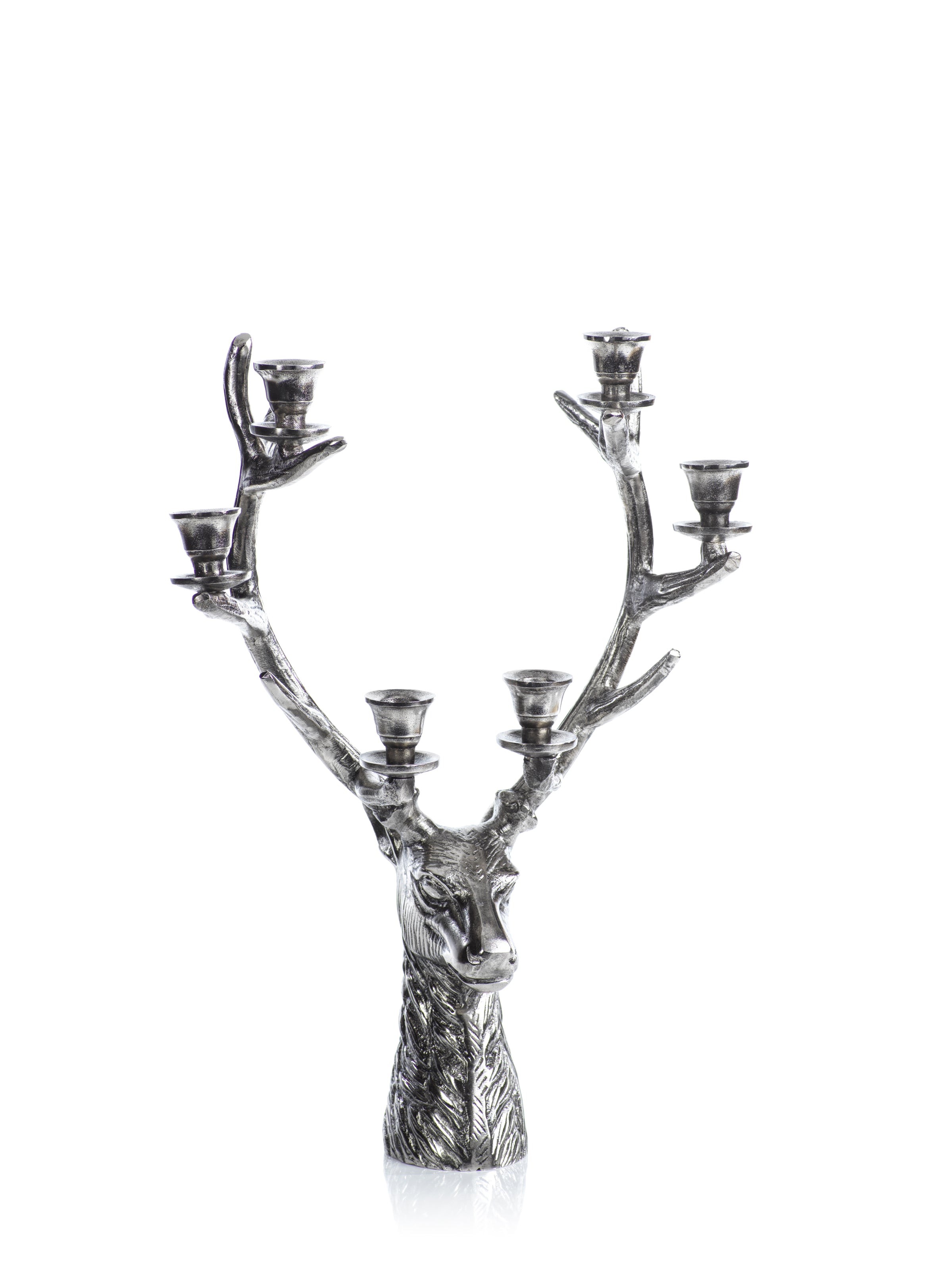 Stag Head 6 Tier Candleholder - Silver Antique - 2 Sizes - CARLYLE AVENUE