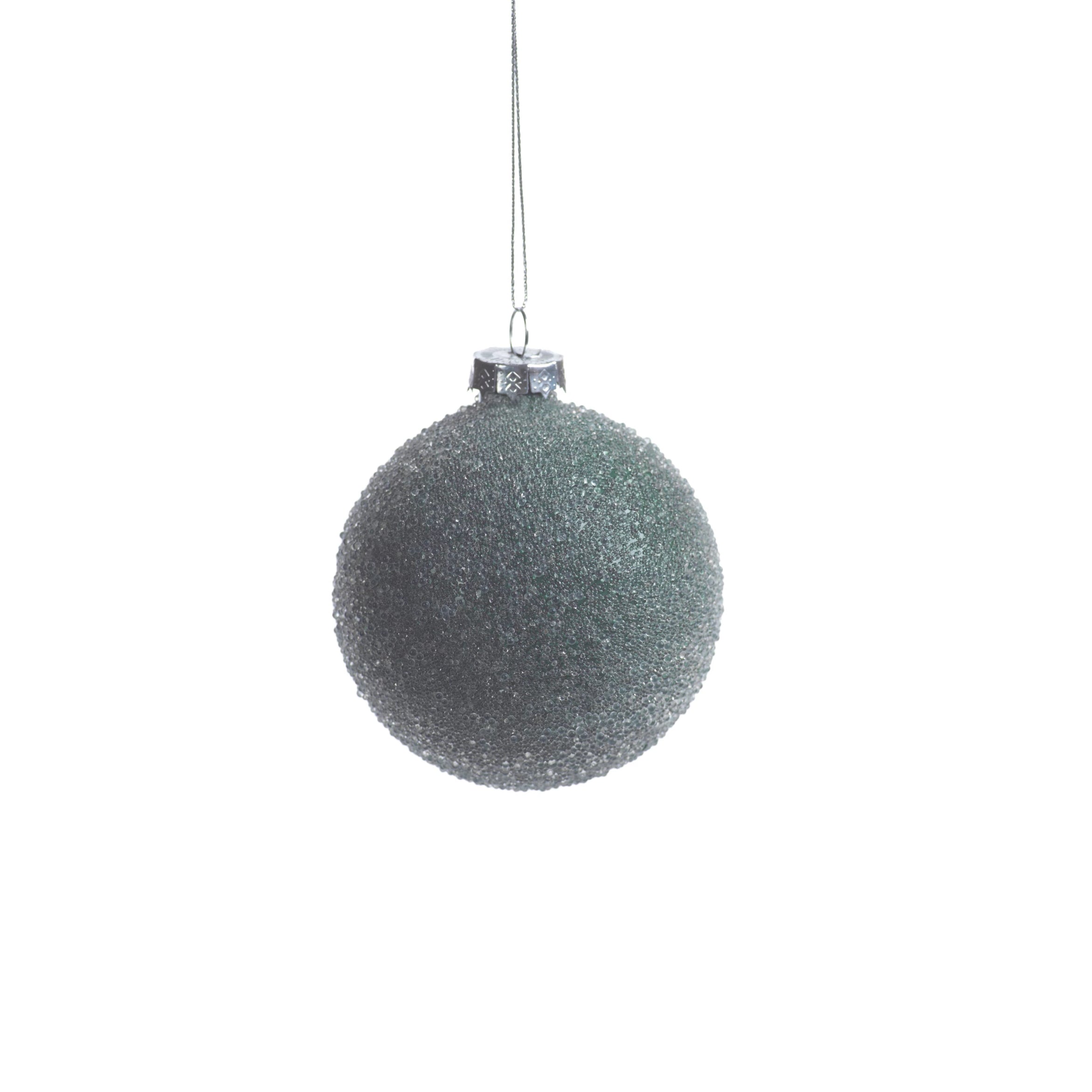 Frosted Green Beaded Ball Ornament - CARLYLE AVENUE