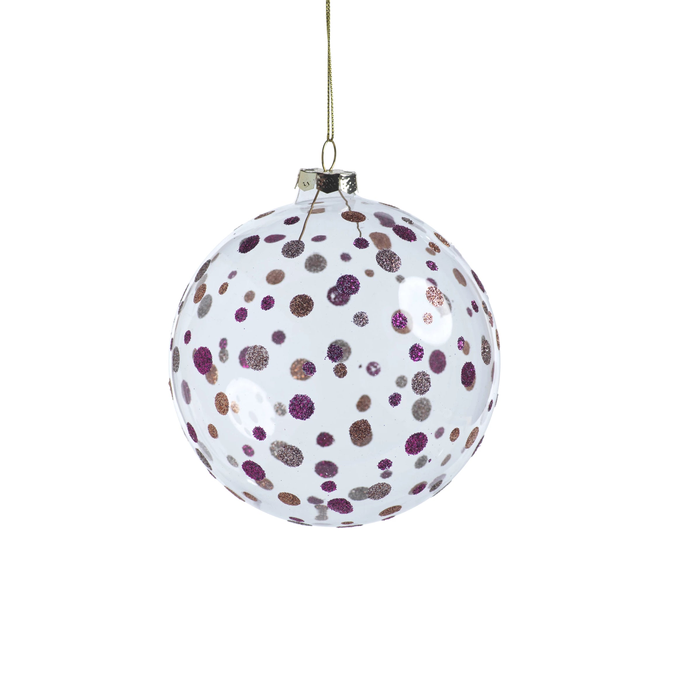 Clear Ball Ornament w/Glitter Dots - Purple - CARLYLE AVENUE
