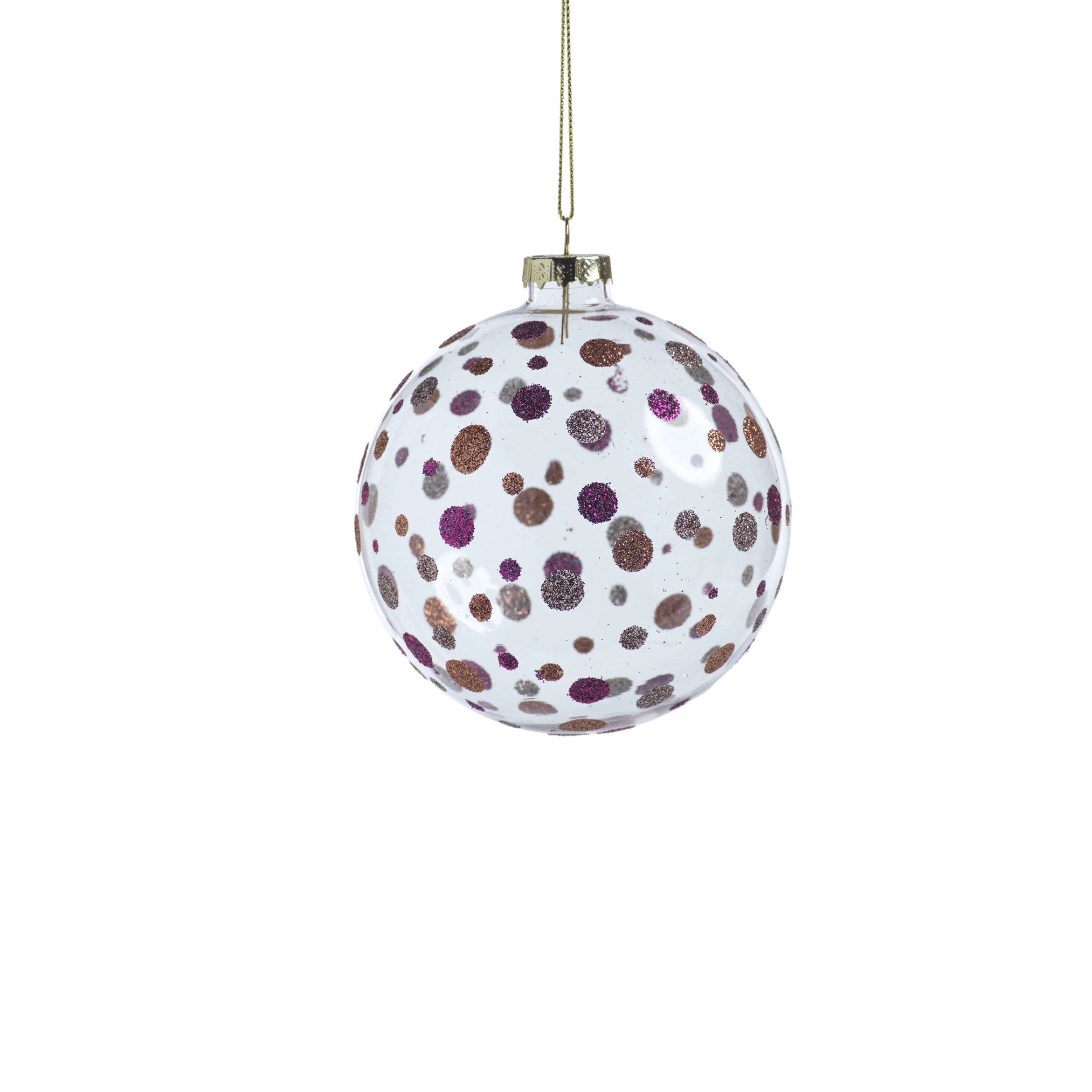 Clear Ball Ornament w/Glitter Dots - Purple - CARLYLE AVENUE