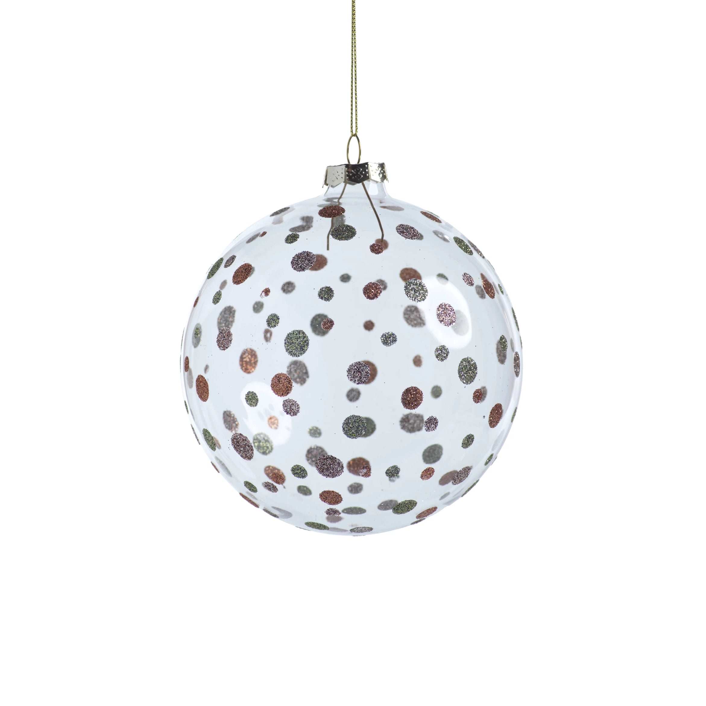 Clear Ball Ornament w/Glitter Dots - Green - CARLYLE AVENUE