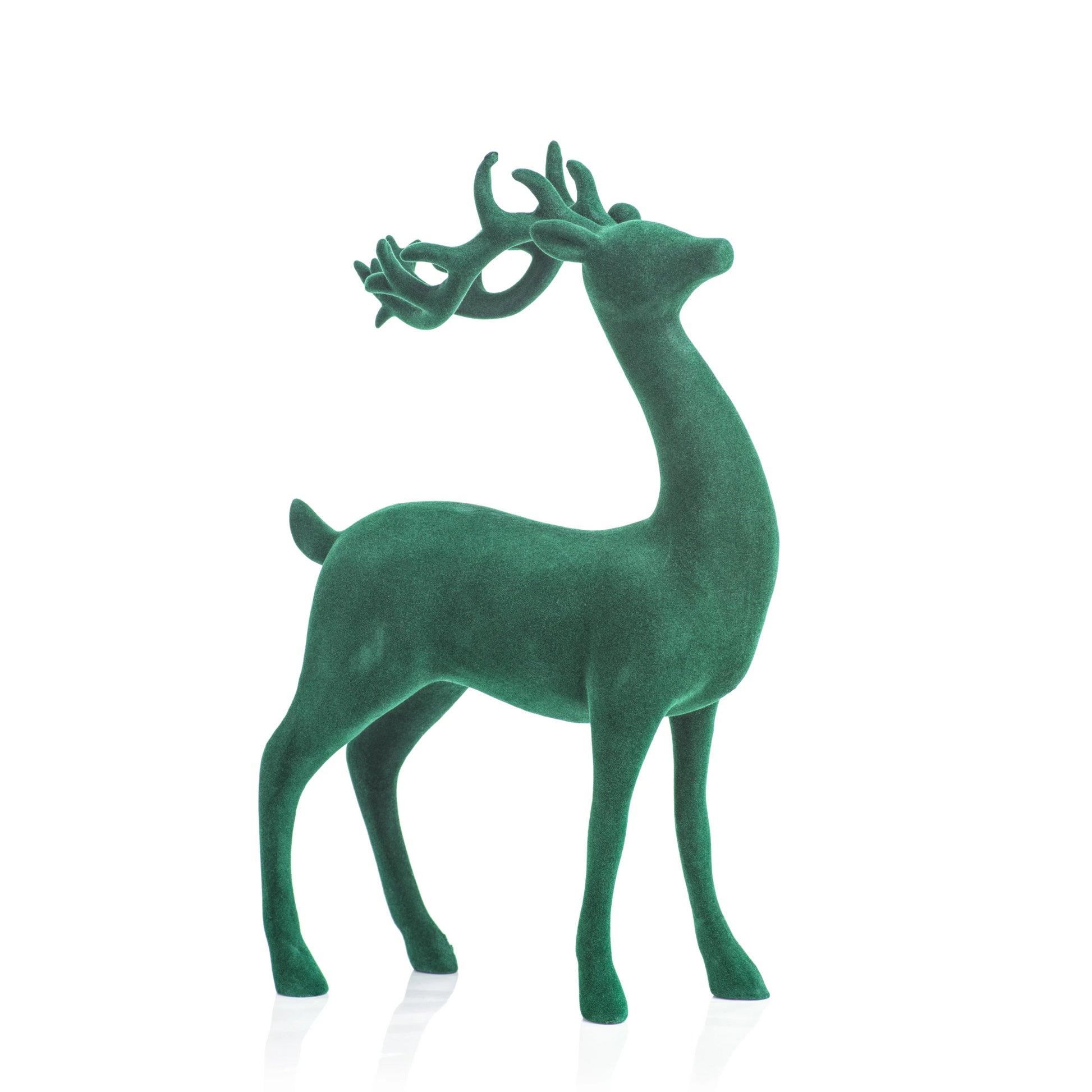 Flocked Sitting Deer - Green - CARLYLE AVENUE