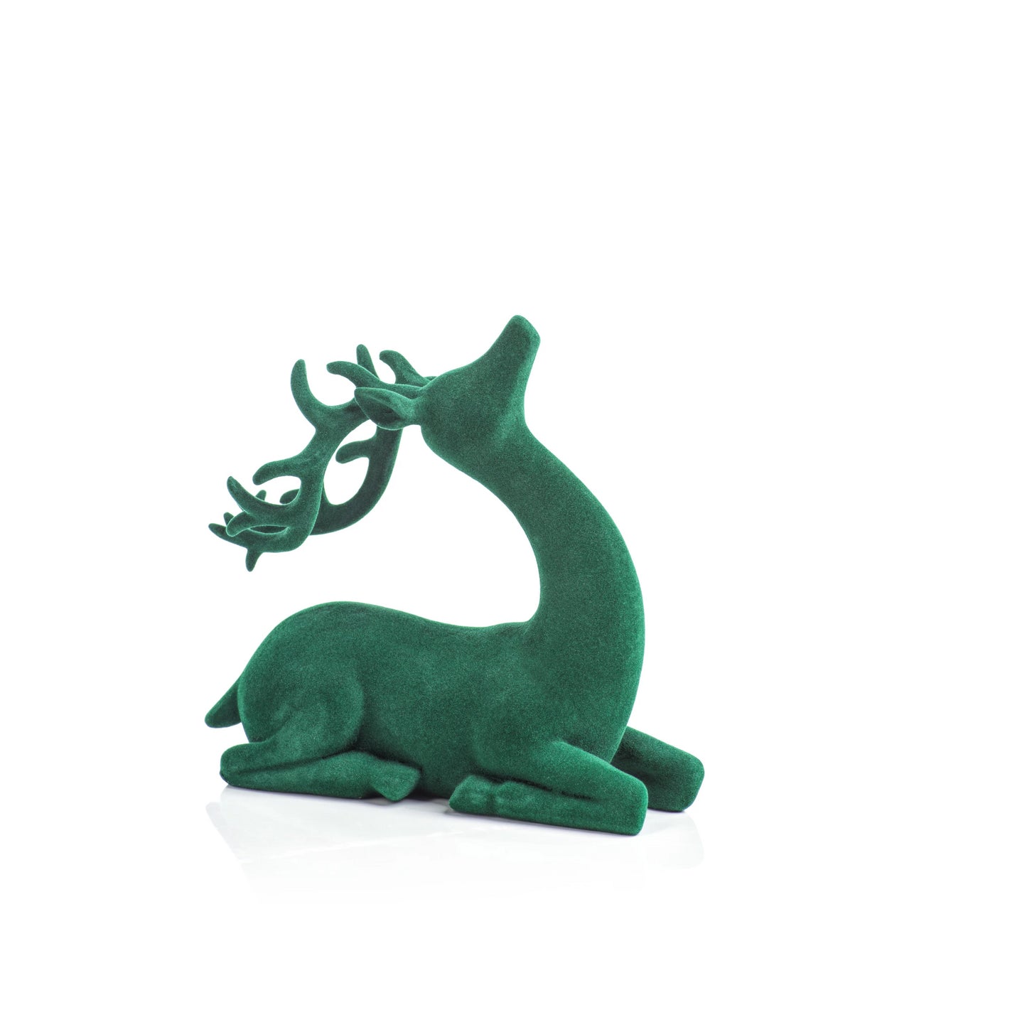 Flocked Sitting Deer - Green - CARLYLE AVENUE