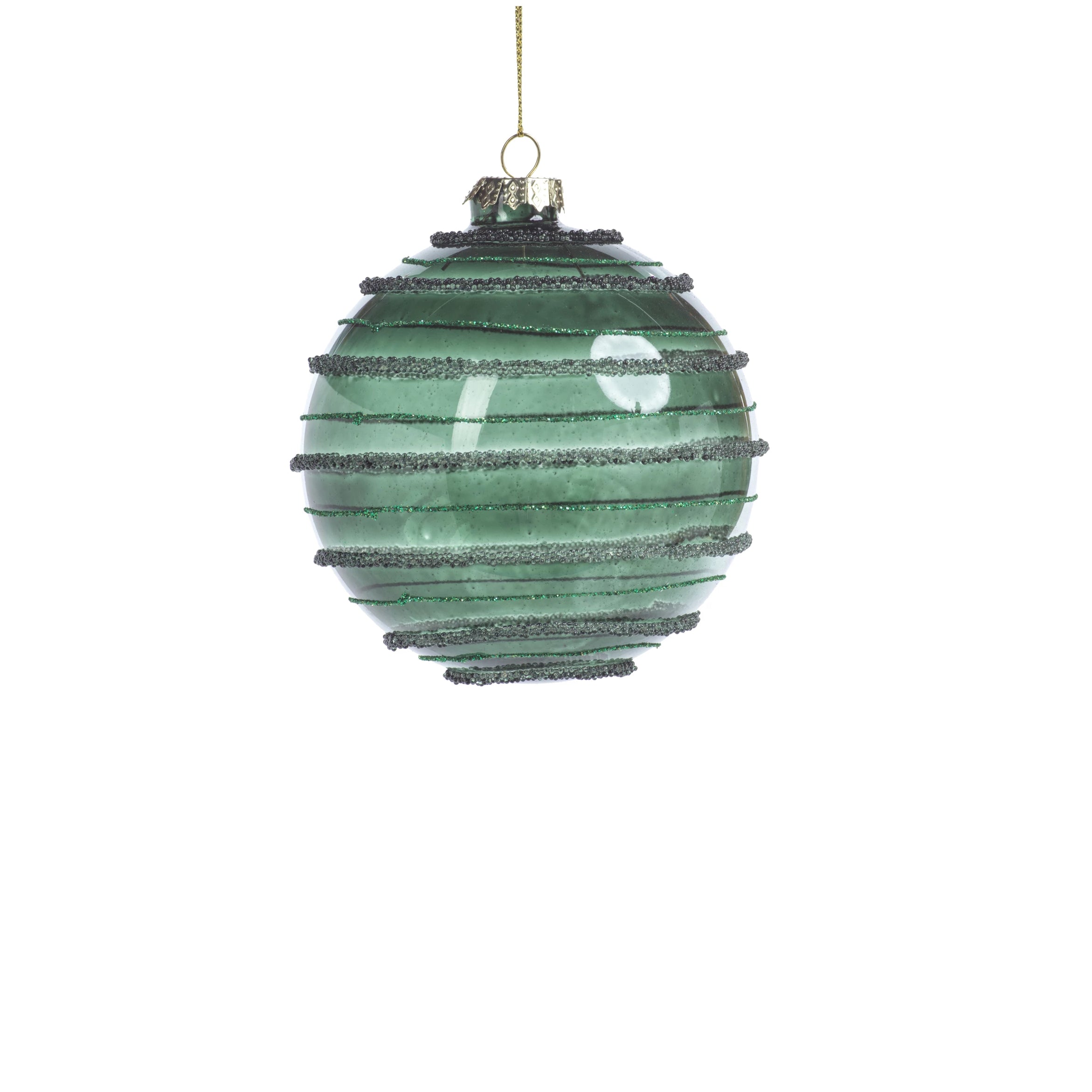 Green Striped Beaded Ornament - CARLYLE AVENUE