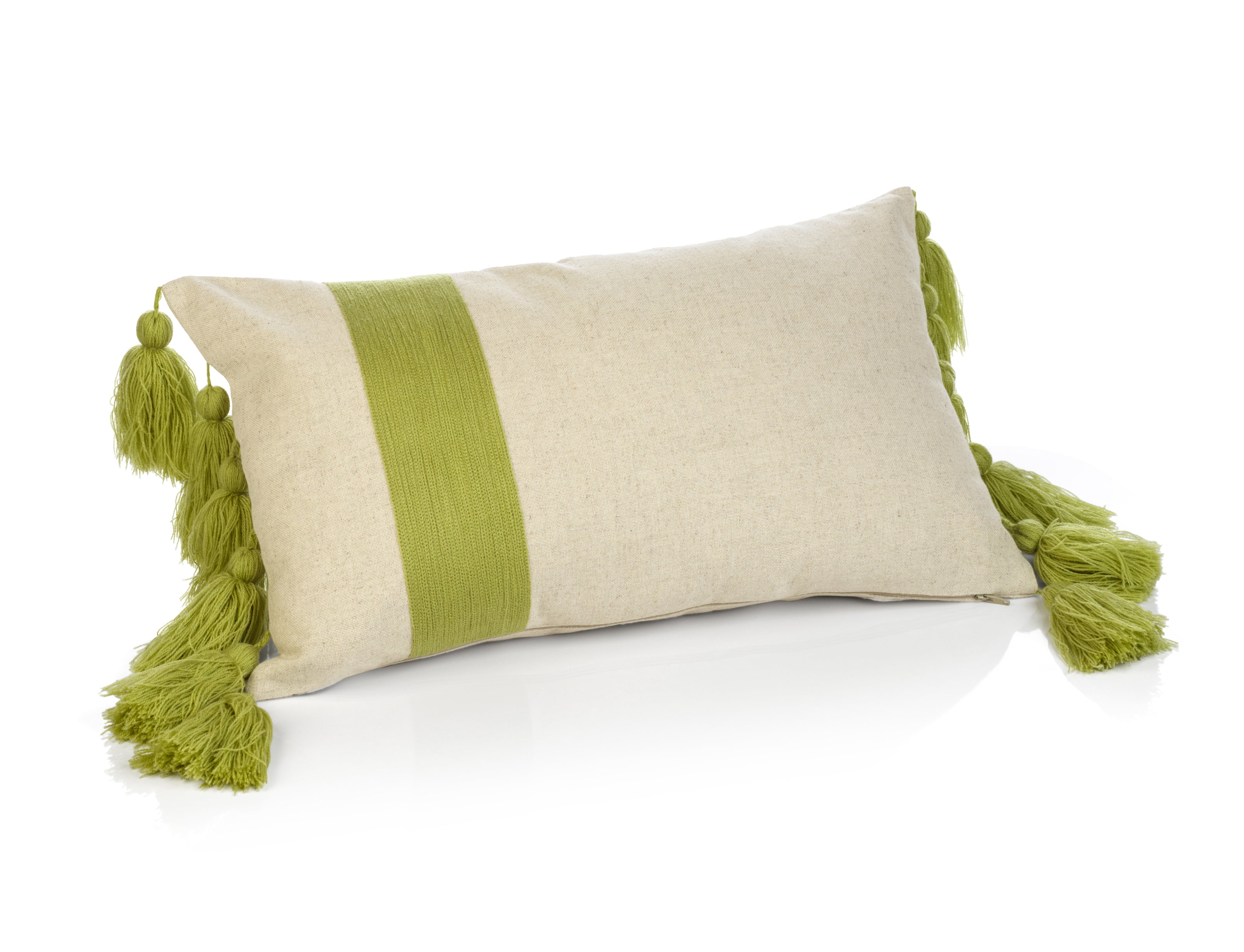 Polignano Embroidered Throw Pillow w/Tassels - Palm - CARLYLE AVENUE