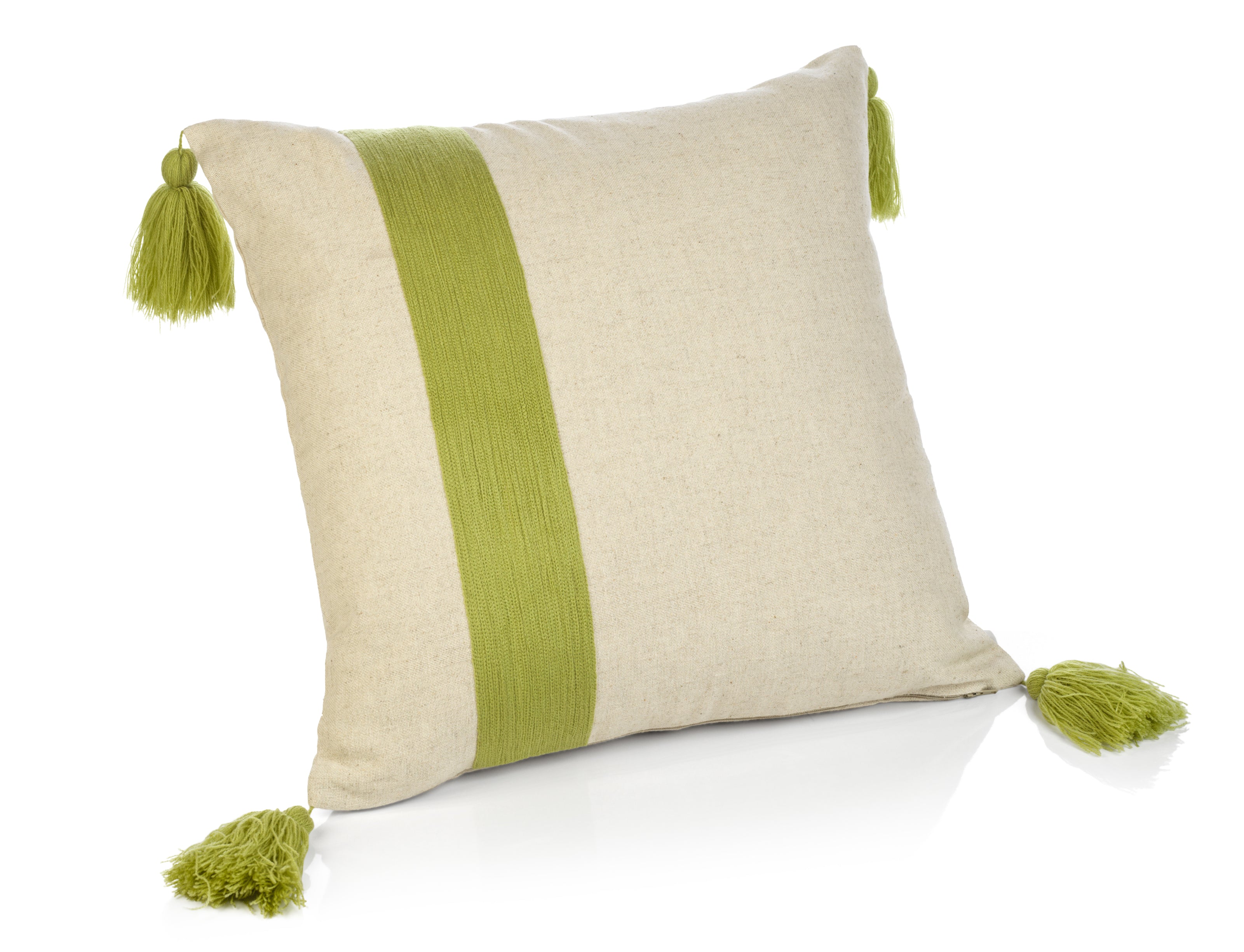 Polignano Embroidered Throw Pillow w/Tassels - Palm - CARLYLE AVENUE