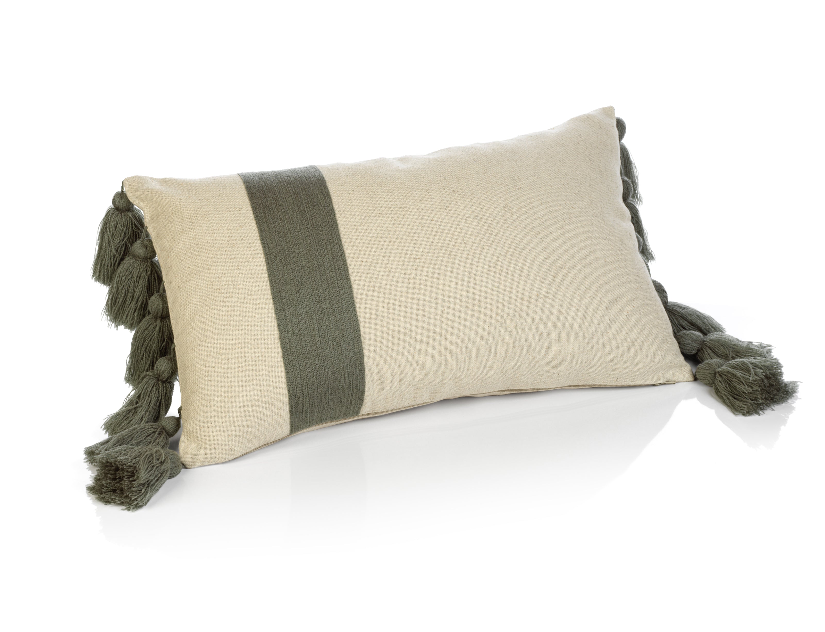 Polignano Embroidered Throw Pillow w/Tassels - Sage - CARLYLE AVENUE