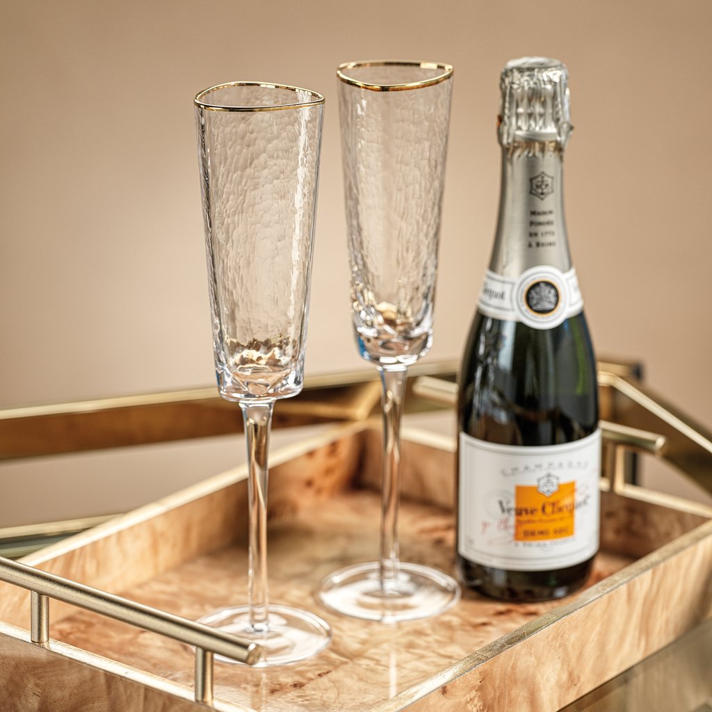 Aperitivo Triangular Stemware - Clear w/ Gold Rim - Drinkware by Carlyle Avenue