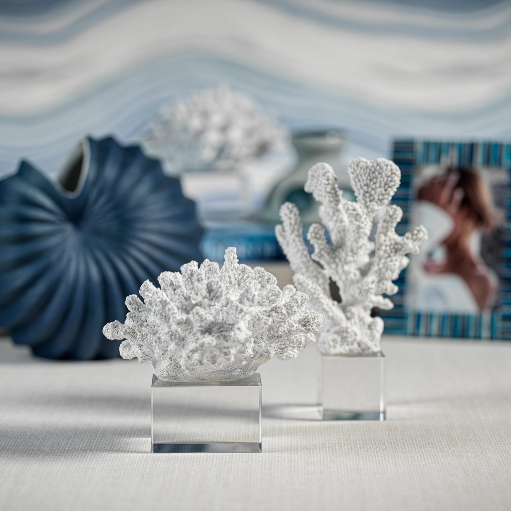 White Branch Coral Sculpture on Lucite