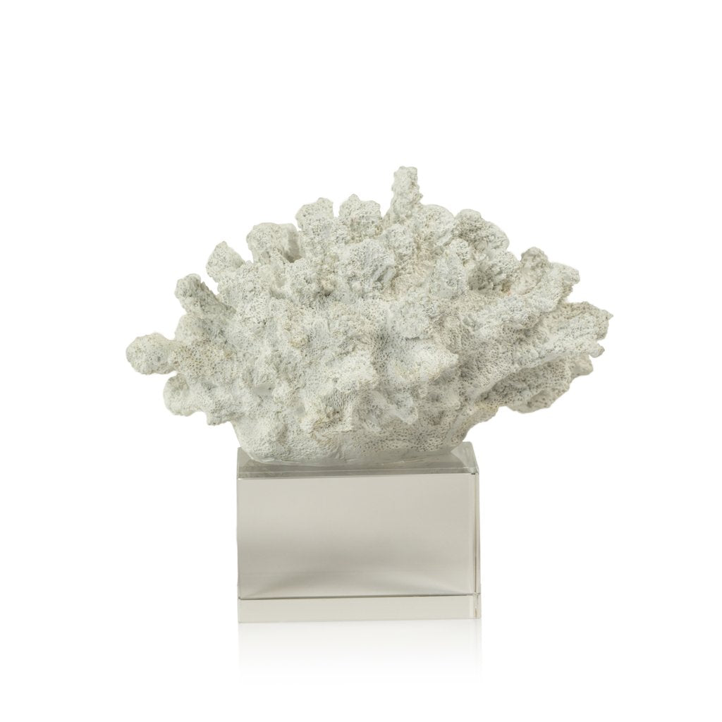 Shop for White Coral Flower Statue on Transparent Glass Base Home