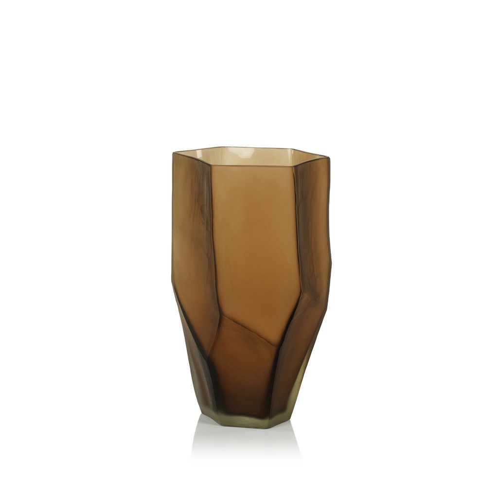 Sicilia Amber Glass Vase - Chocolate
