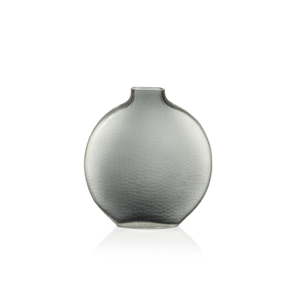 Indigo Smoke Gray Moon Shape Glass Vase