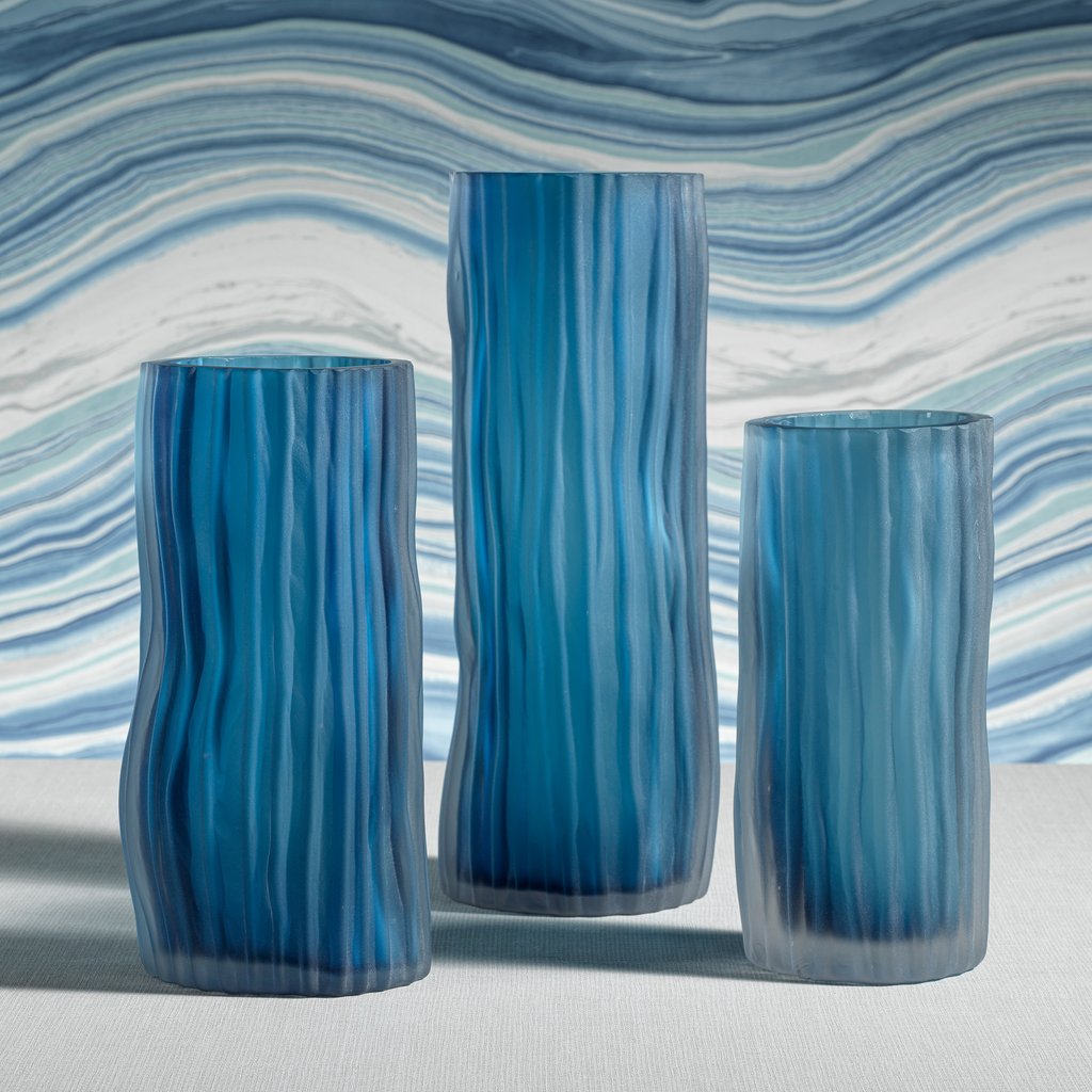 Indigo Powder Glass Vases - Blue