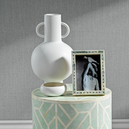 Aarhus White Stoneware Vase - Vases by Carlyle Avenue