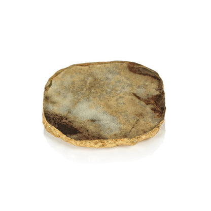 Agate Marble Glass Coaster with Gold Rim - Set of 4 - Coasters by Carlyle Avenue