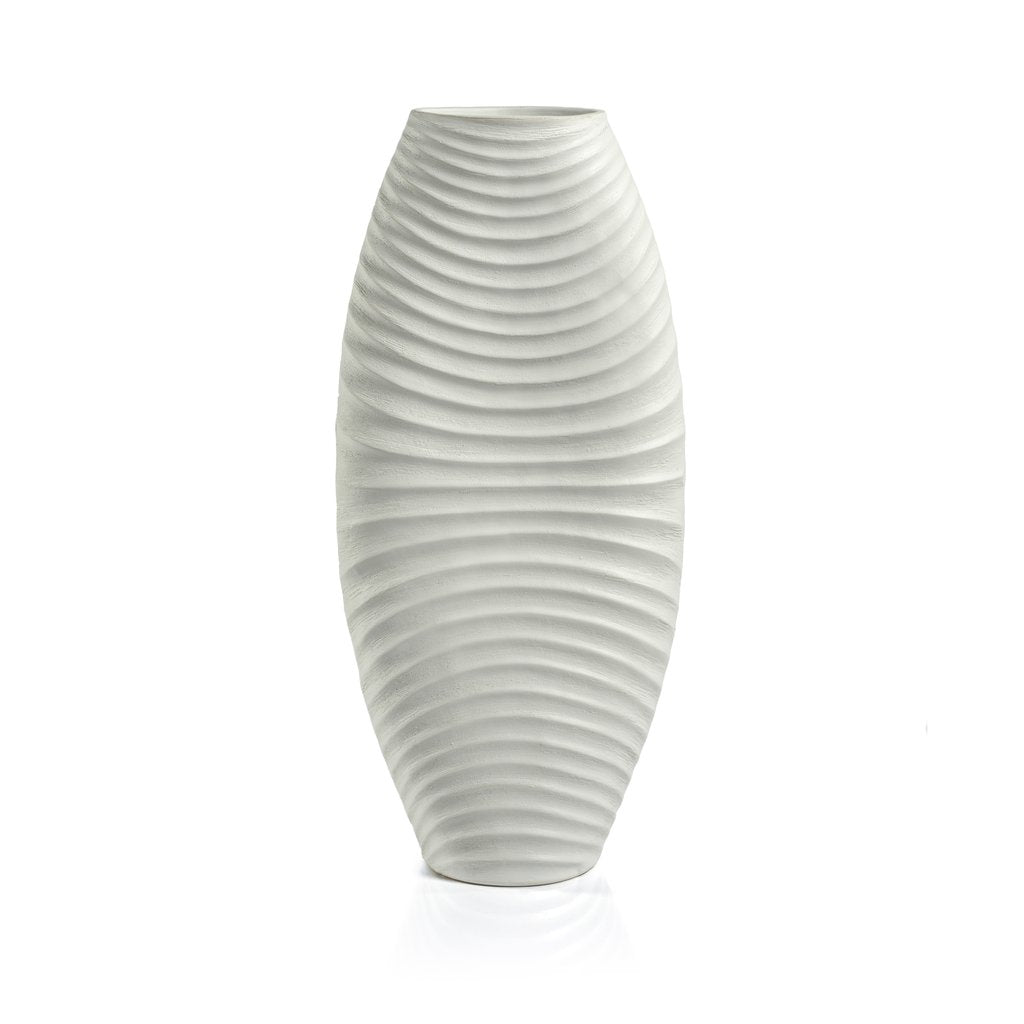 Toyama Rippled White Stoneware Vase