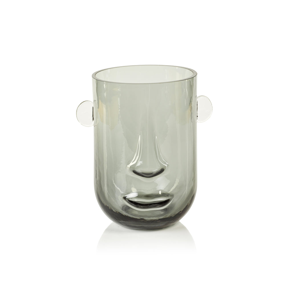 Paolo Face Glass Vase - Smoke Gray