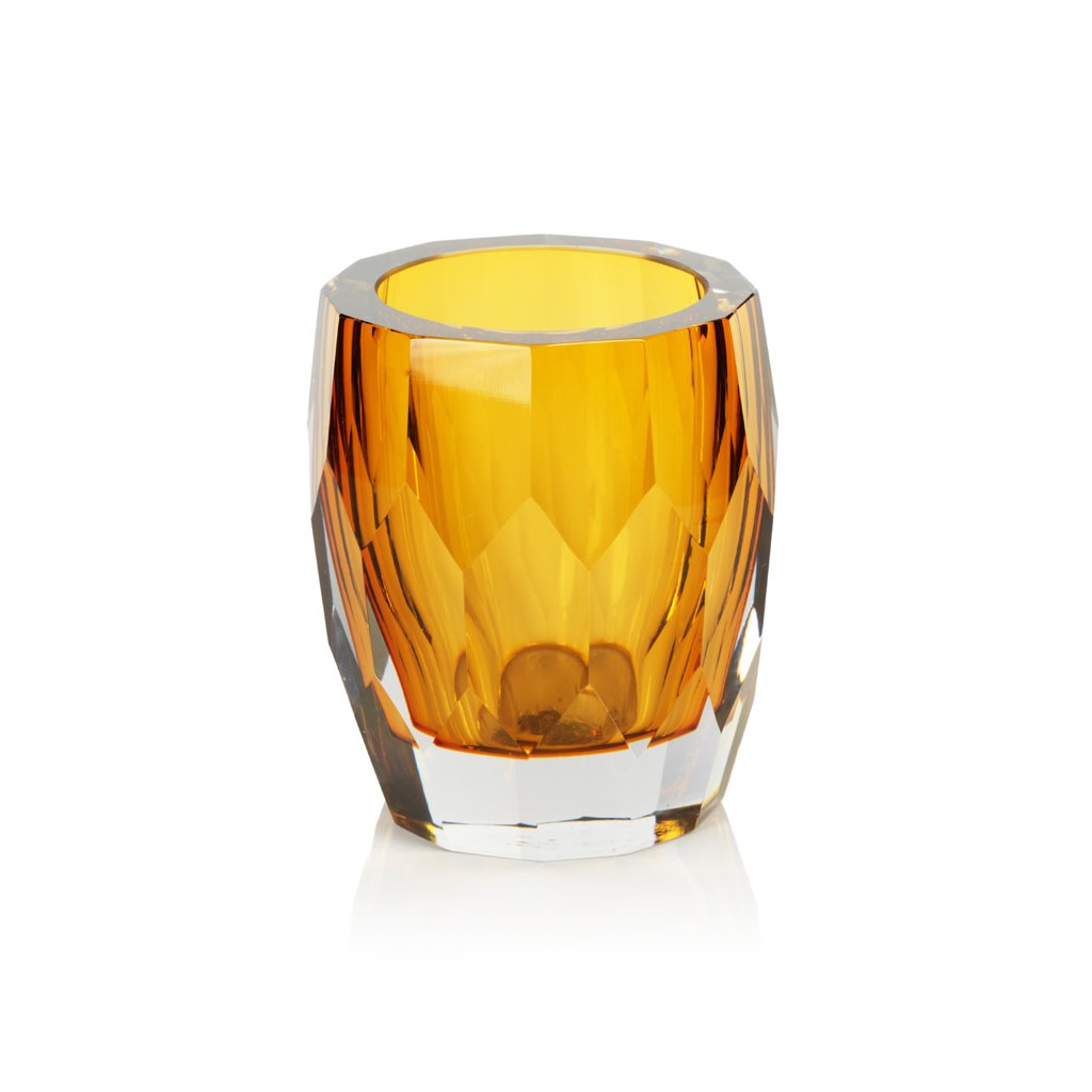 La Bohème Handmade Cut Glass Vase / Hurricane - Amber