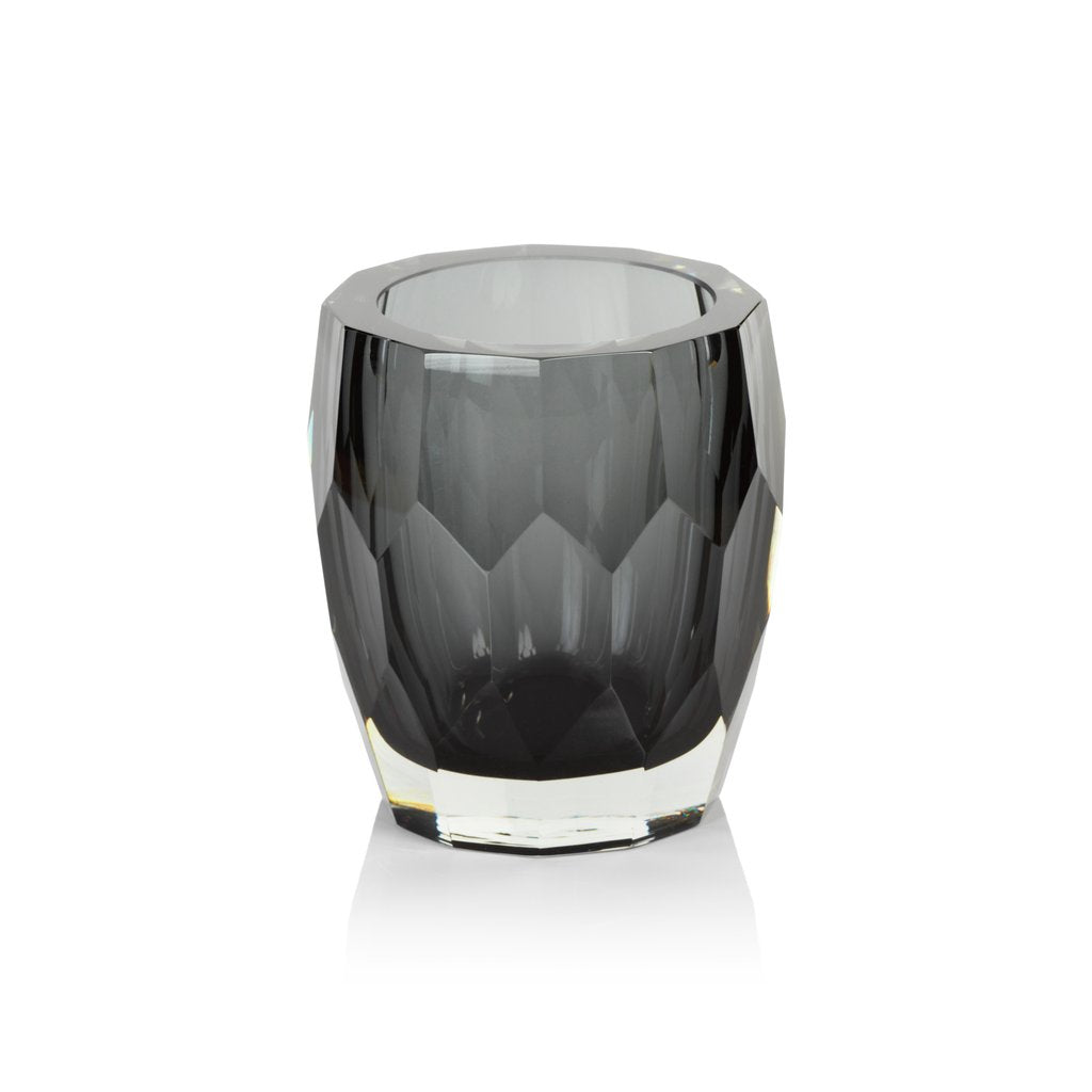 La Bohème Handmade Cut Glass Vase / Hurricane - Smoke