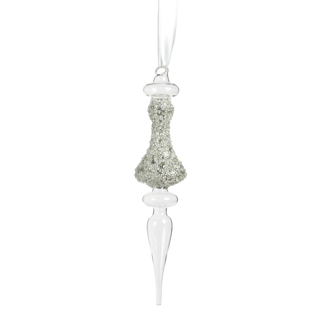 Icicle Glass Ornament - Silver