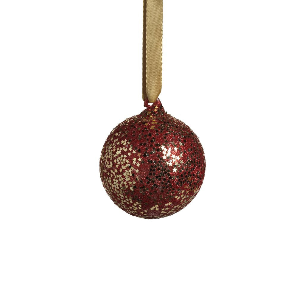 Twinkle Red and Gold Glass Ornament