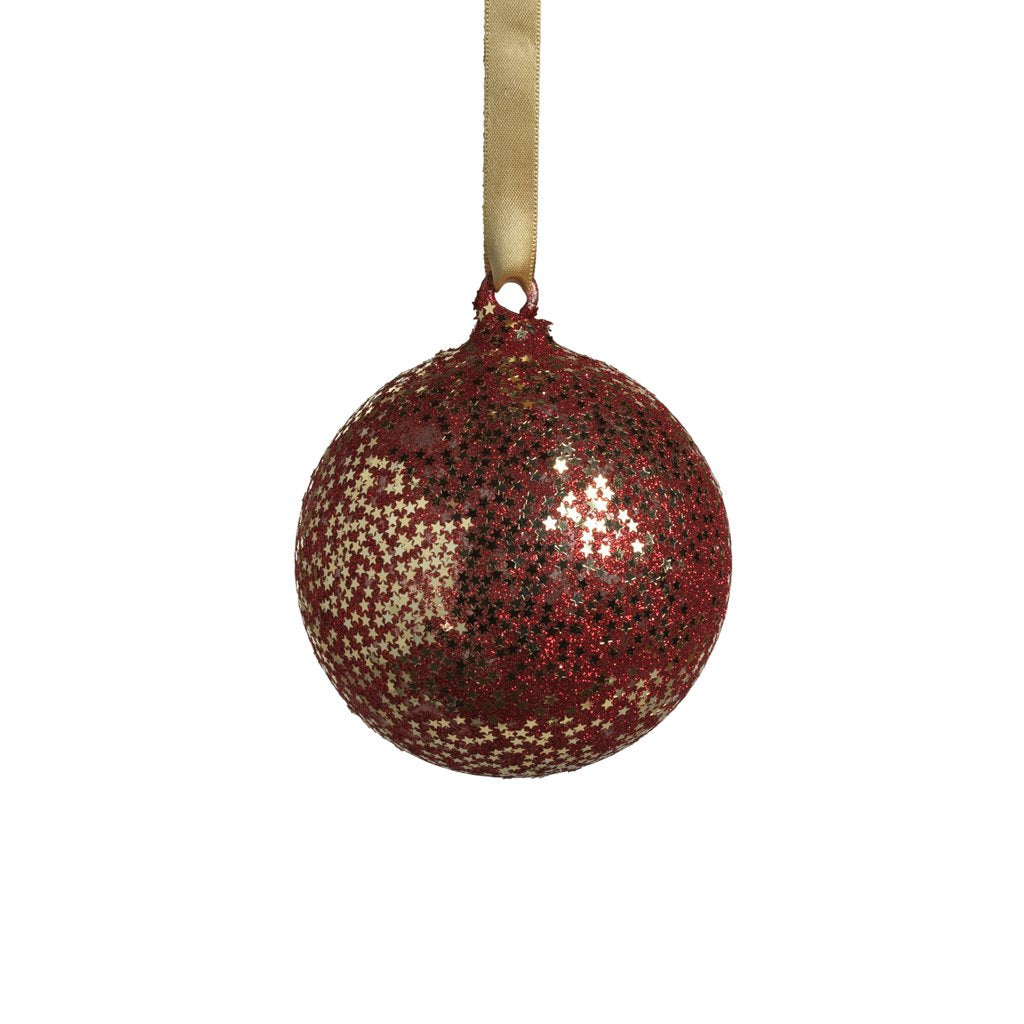 Twinkle Red and Gold Glass Ornament