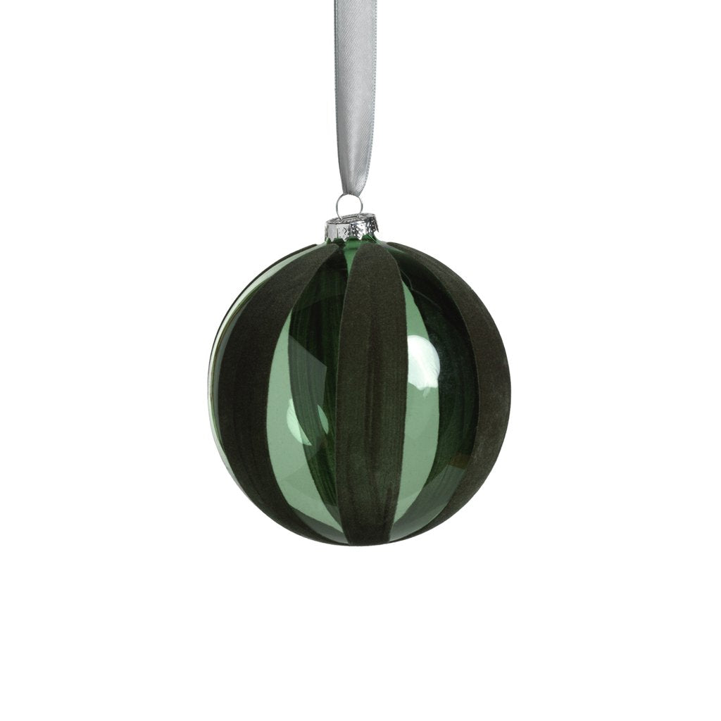 Flocked Green Glass Ornament