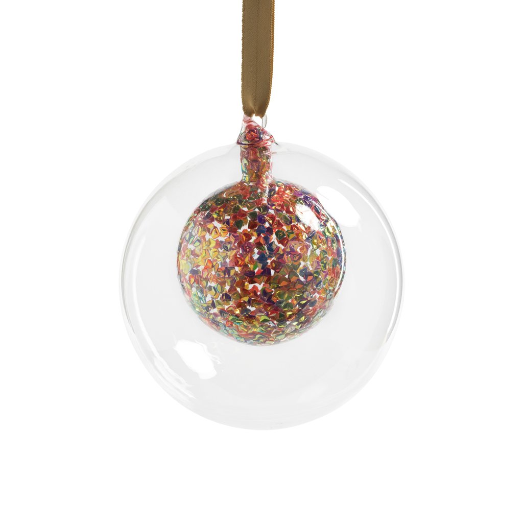 Double Glass Sequin Ball Ornament - Multicolored - Ornaments by Carlyle Avenue
