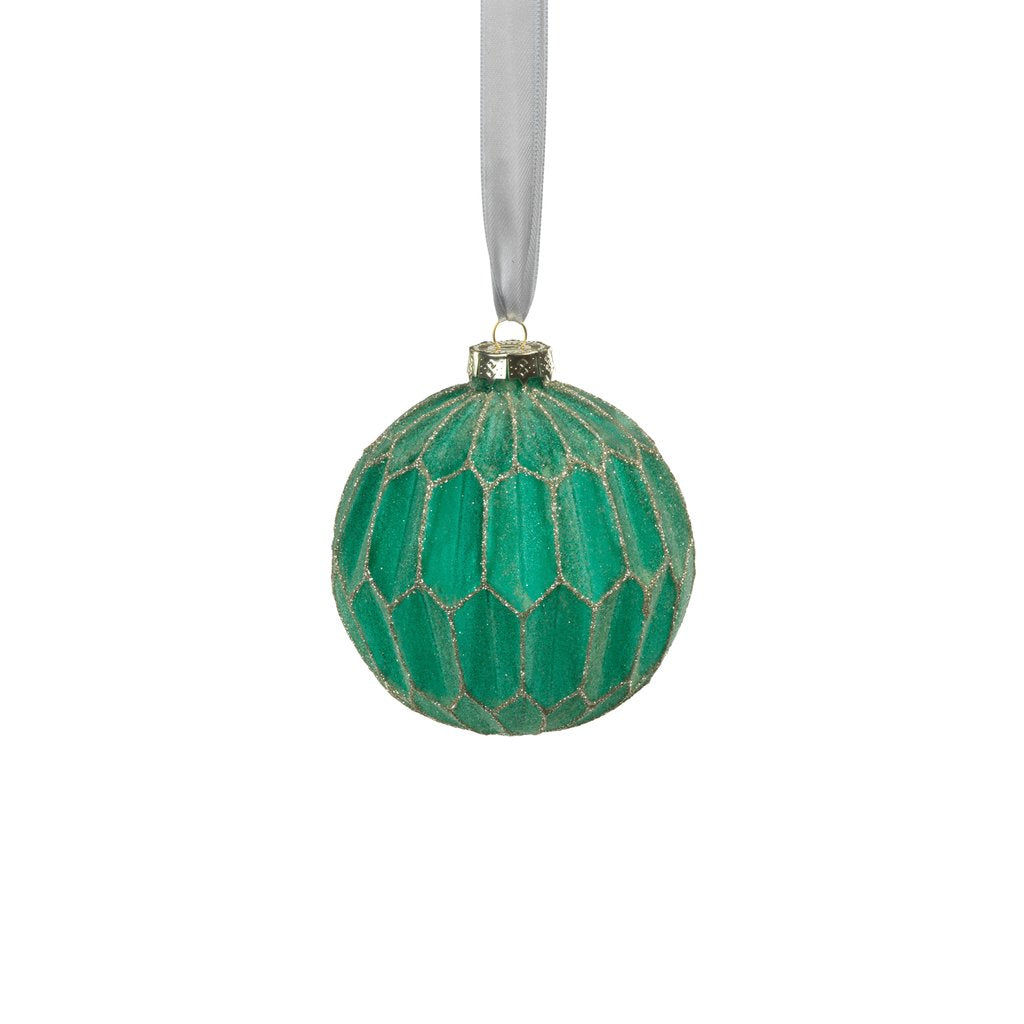 Honeycomb Glass Ball Ornament - Green and Gold - Ornaments by Carlyle Avenue
