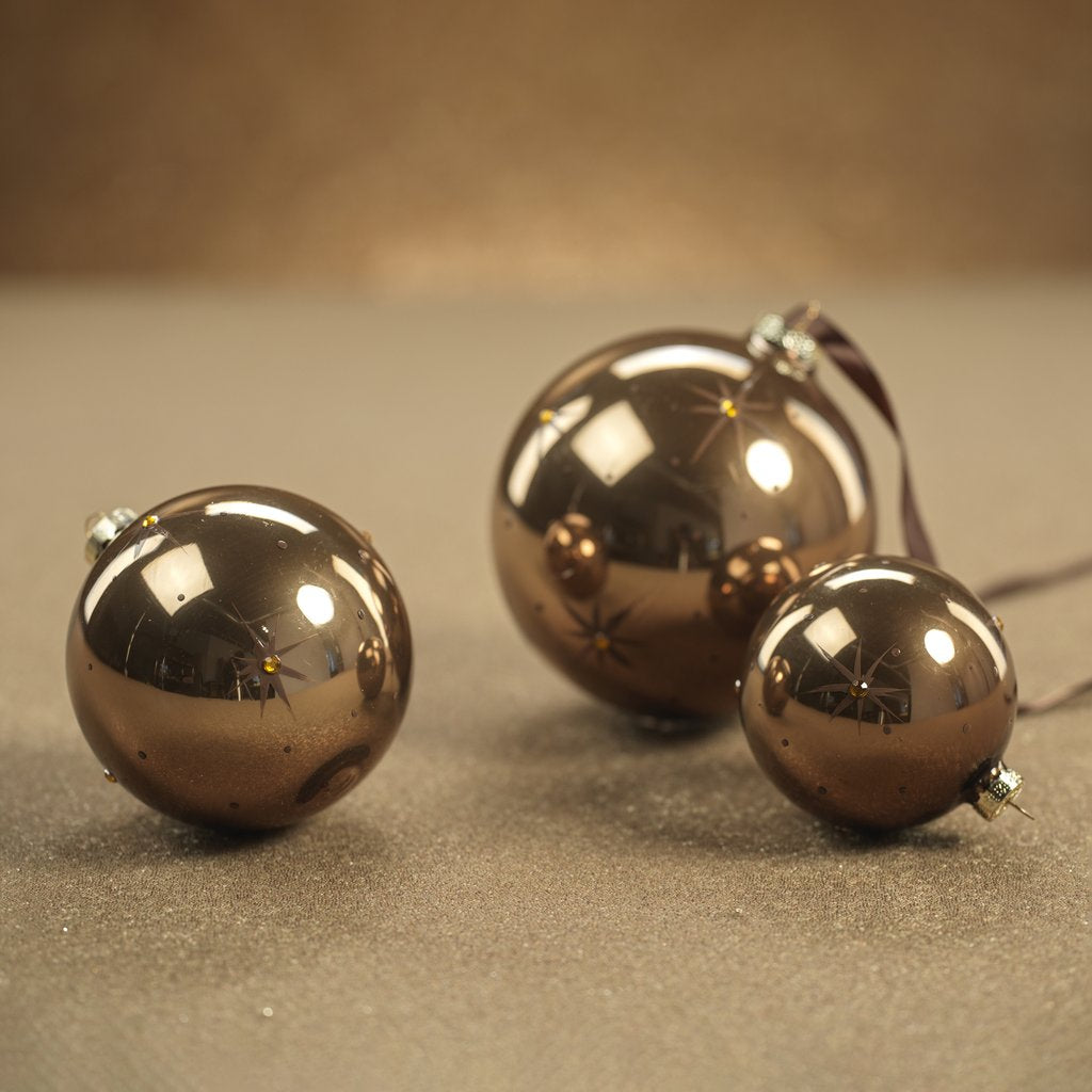 Star Topaz Glass Ball Ornament - Brown