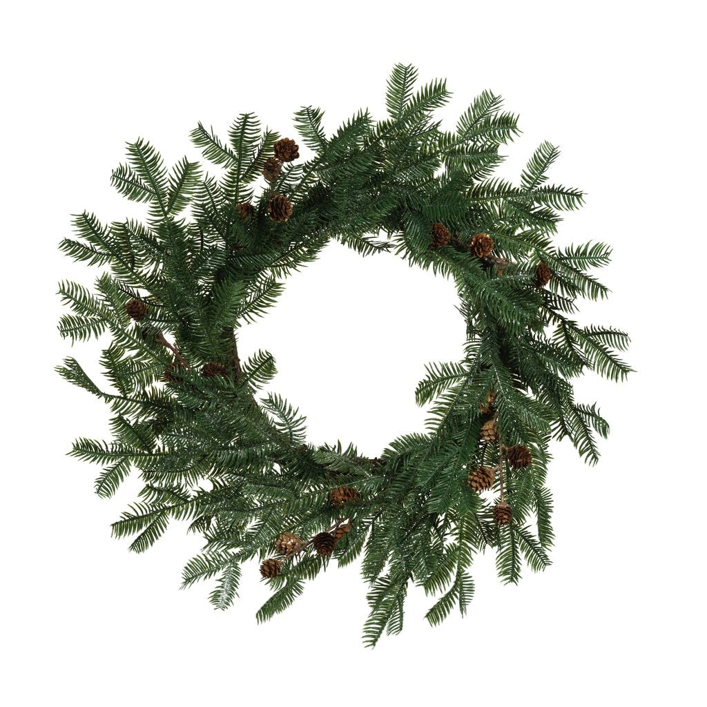 Frosted Spruce Wreath w/Pinecones