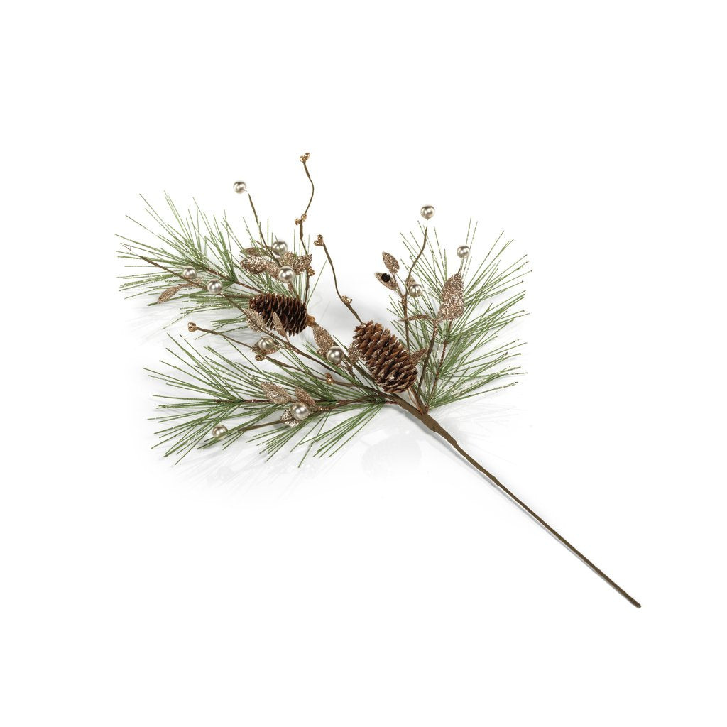 Needle Pine Tree w/Glitter Pinecone Pick