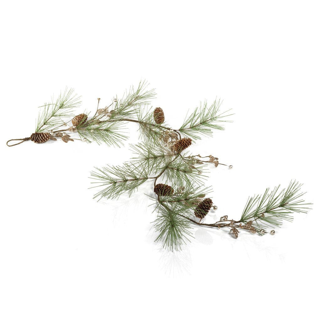 Needle Pine with Glitter Branches - Pine Cone Garland - Holiday Decor by Carlyle Avenue