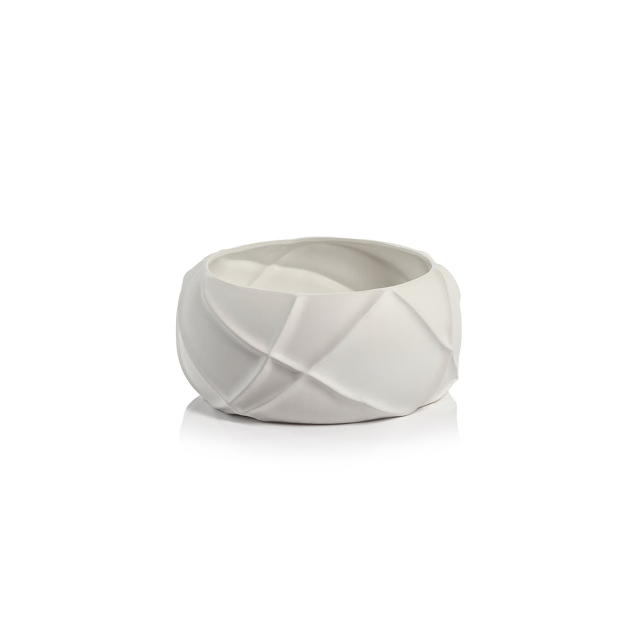 Belize Ridged Bowl - White - Bowls by Carlyle Avenue