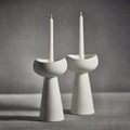 Laguna Ceramic Dual Taper/Pillar Holder - White - Candle Holders by Carlyle Avenue