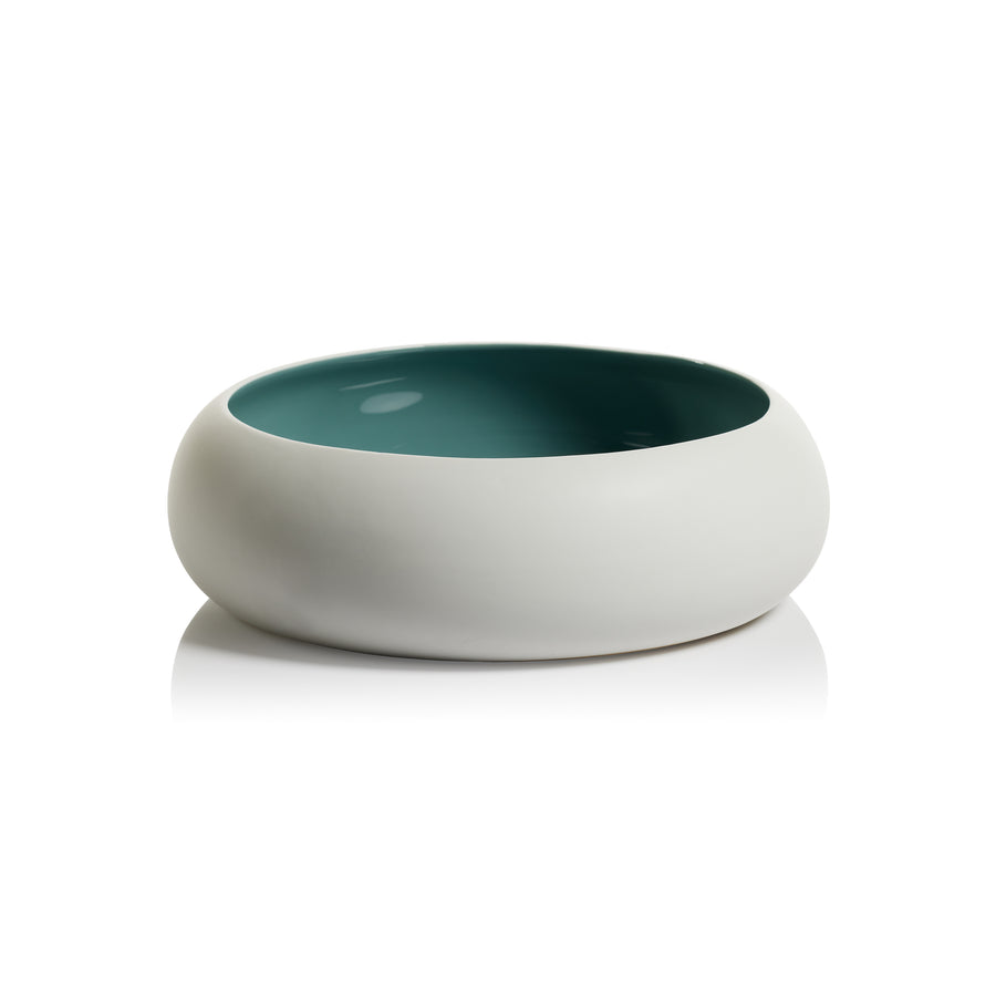 Delano Serving Bowl - White w/Aqua Glaze